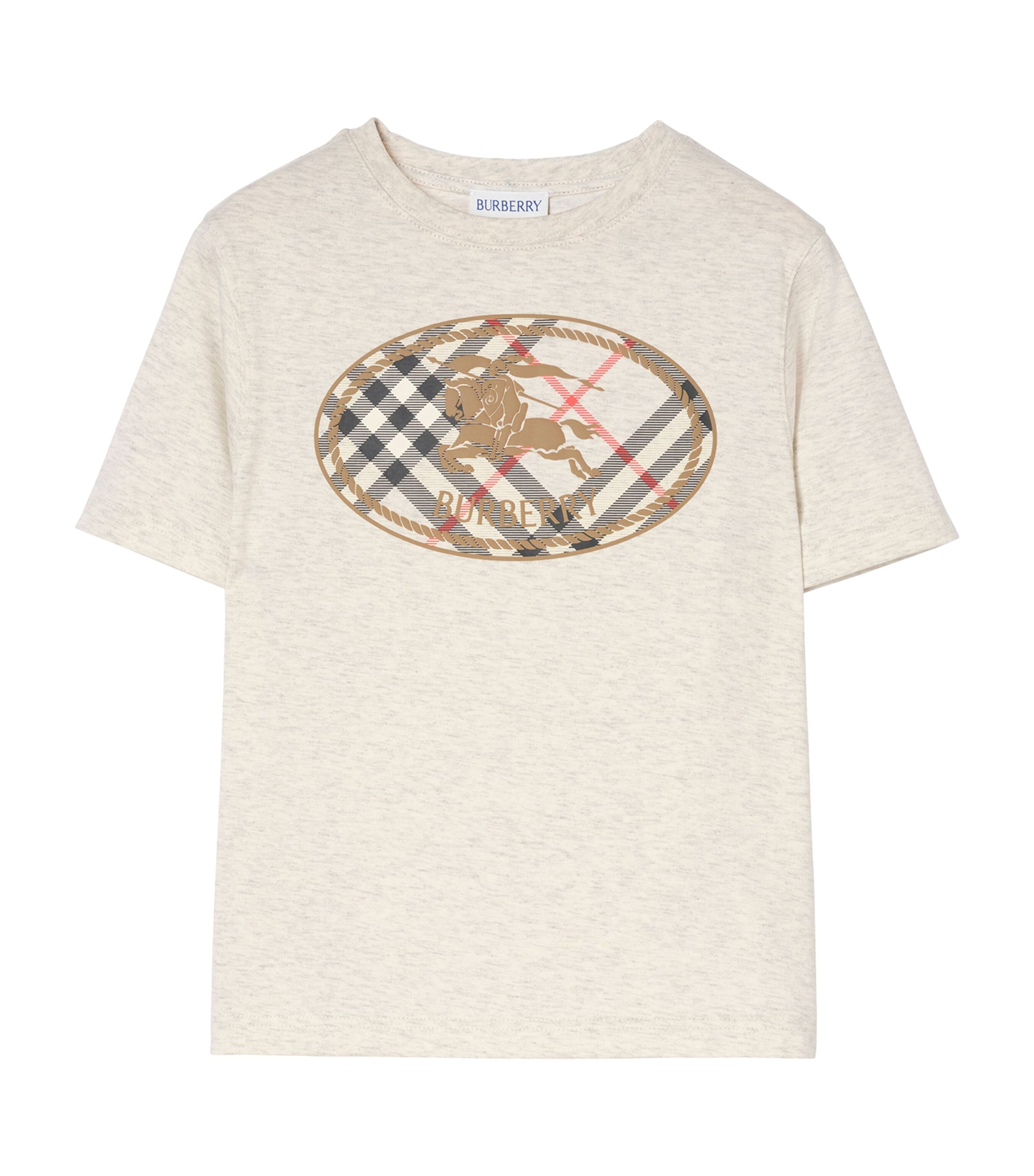 Burberry Kids Cotton Knight Stamp T-Shirt (4-12 Years) White Melange Image 1