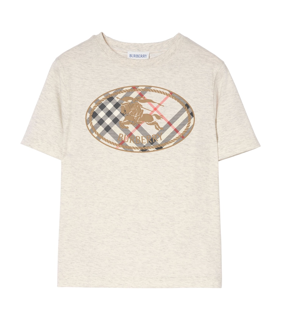 Burberry Kids Cotton Knight Stamp T-Shirt (4-12 Years) White Melange Image 1