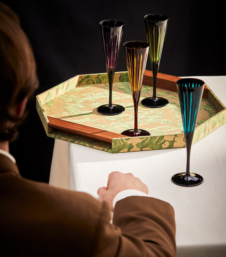 L'Objet Prism Champagne Flutes (Set of 4) Green Image 4