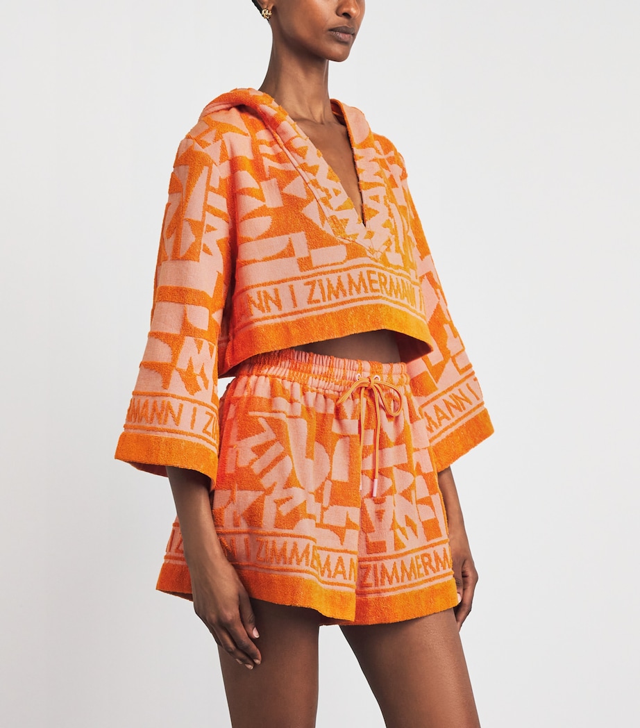 Zimmermann Womens Terry Solstice Crop Top Orange Pink Image 4