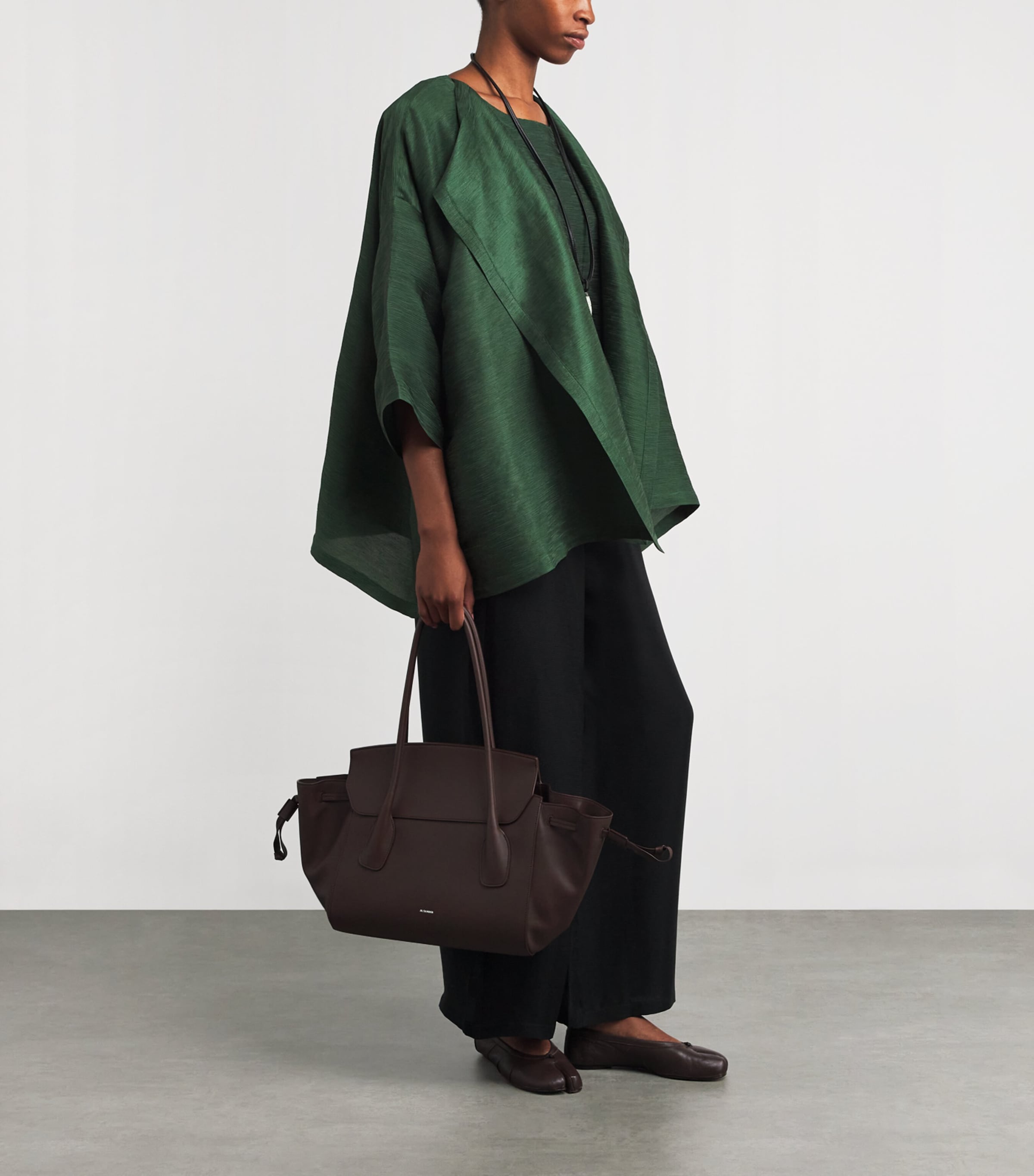 Silk Wide A-Line Jacket EMERALD Image 2