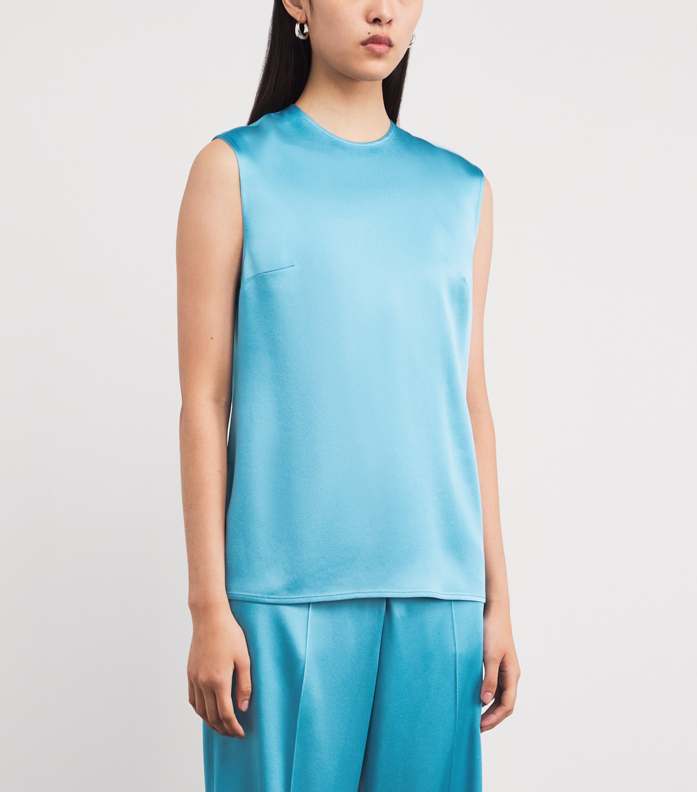 Satin Sleeveless Blouse 4130 STEEL BLUE Image 3