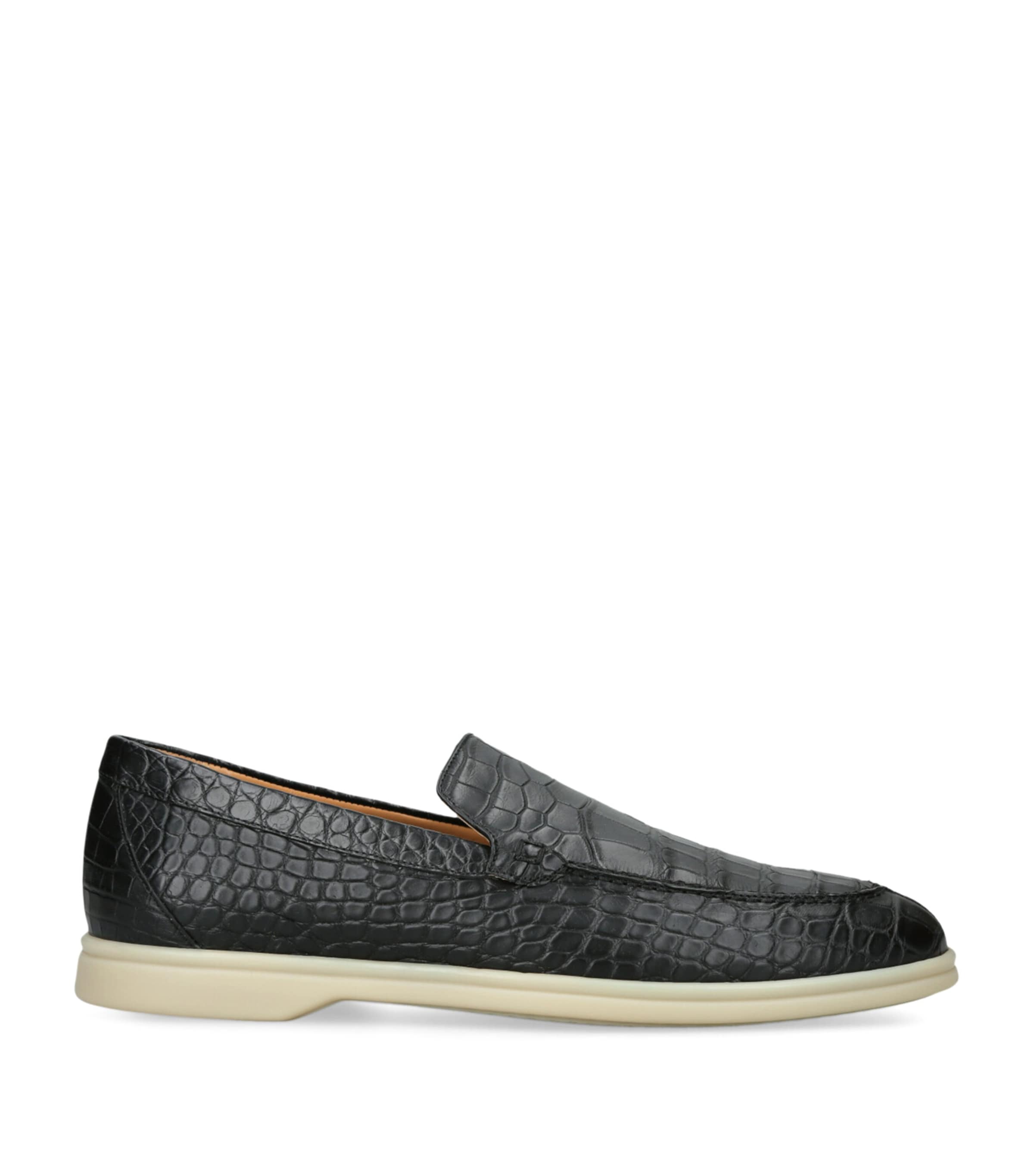 Brotini Alligator Skin Loafers Black Image 1