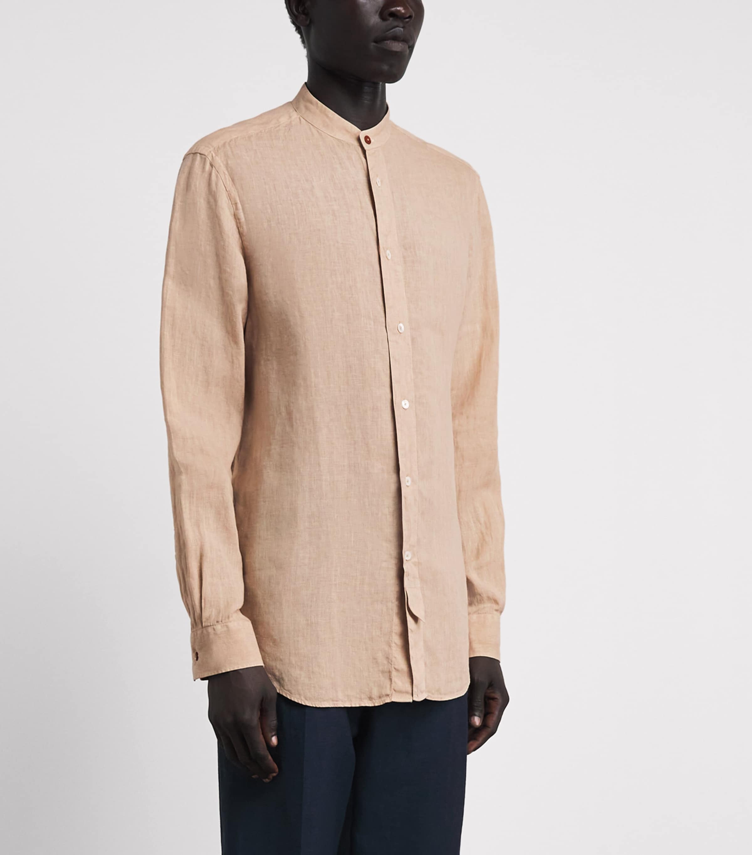 Paul Smith Mens Linen Stand-Collar Shirt Image 4