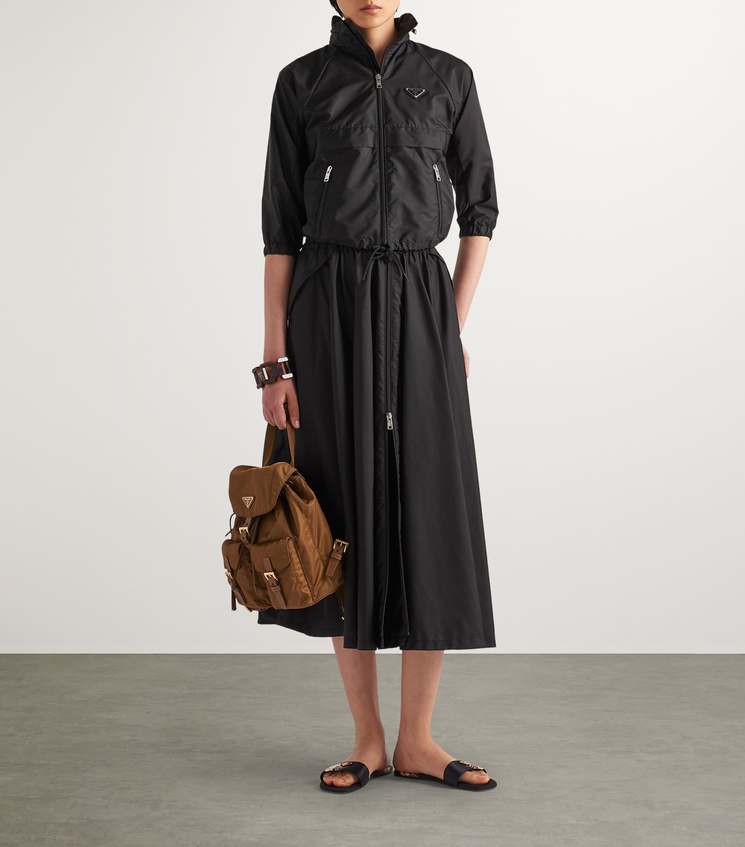 Prada Black Re-Nylon Midi Skirt | Harrods UK