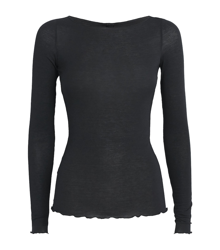 Sheer Modal Boat-Neck T-Shirt ONYX Image 1
