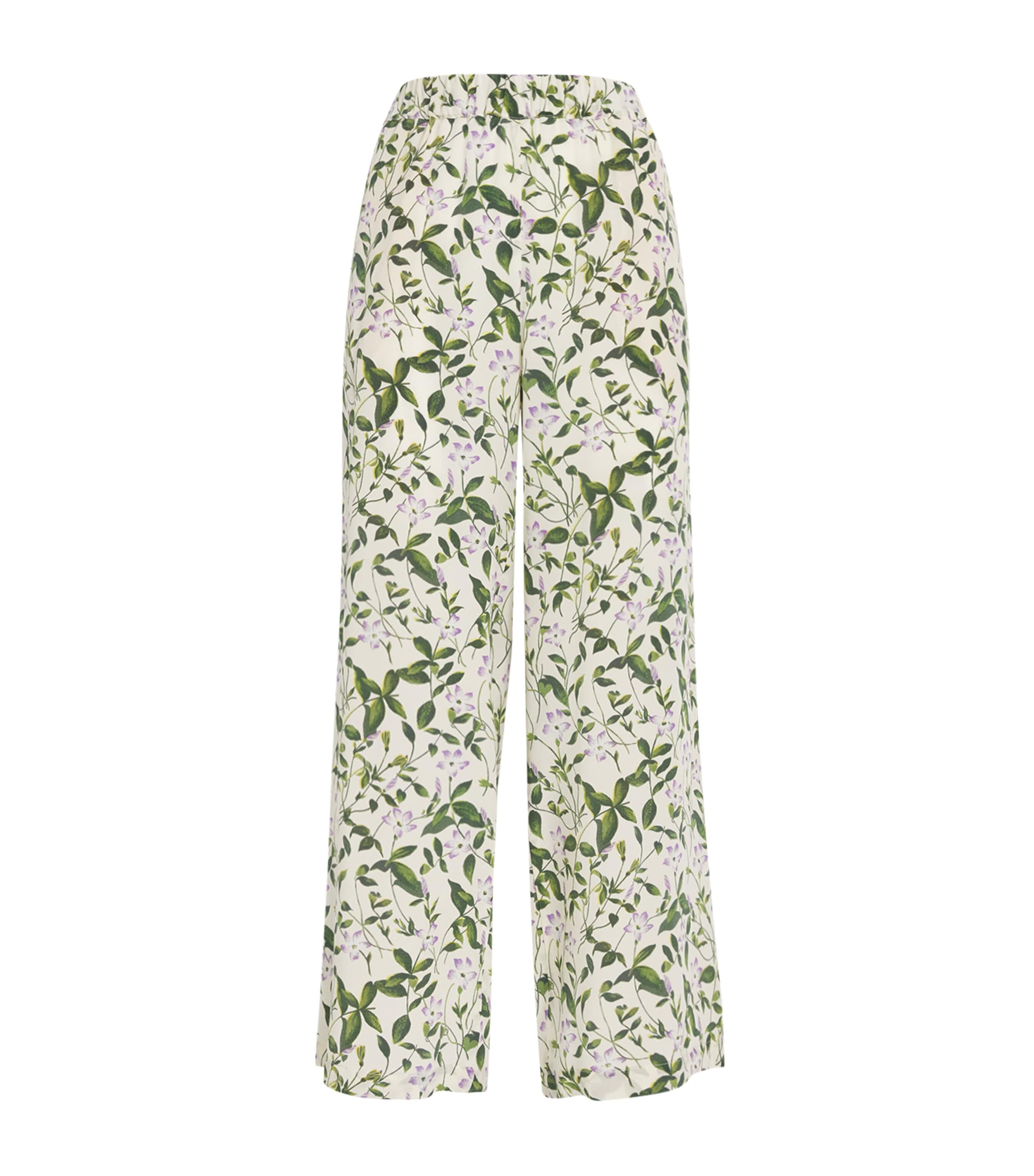 Weekend Max Mara Silk Print Trousers In Purple