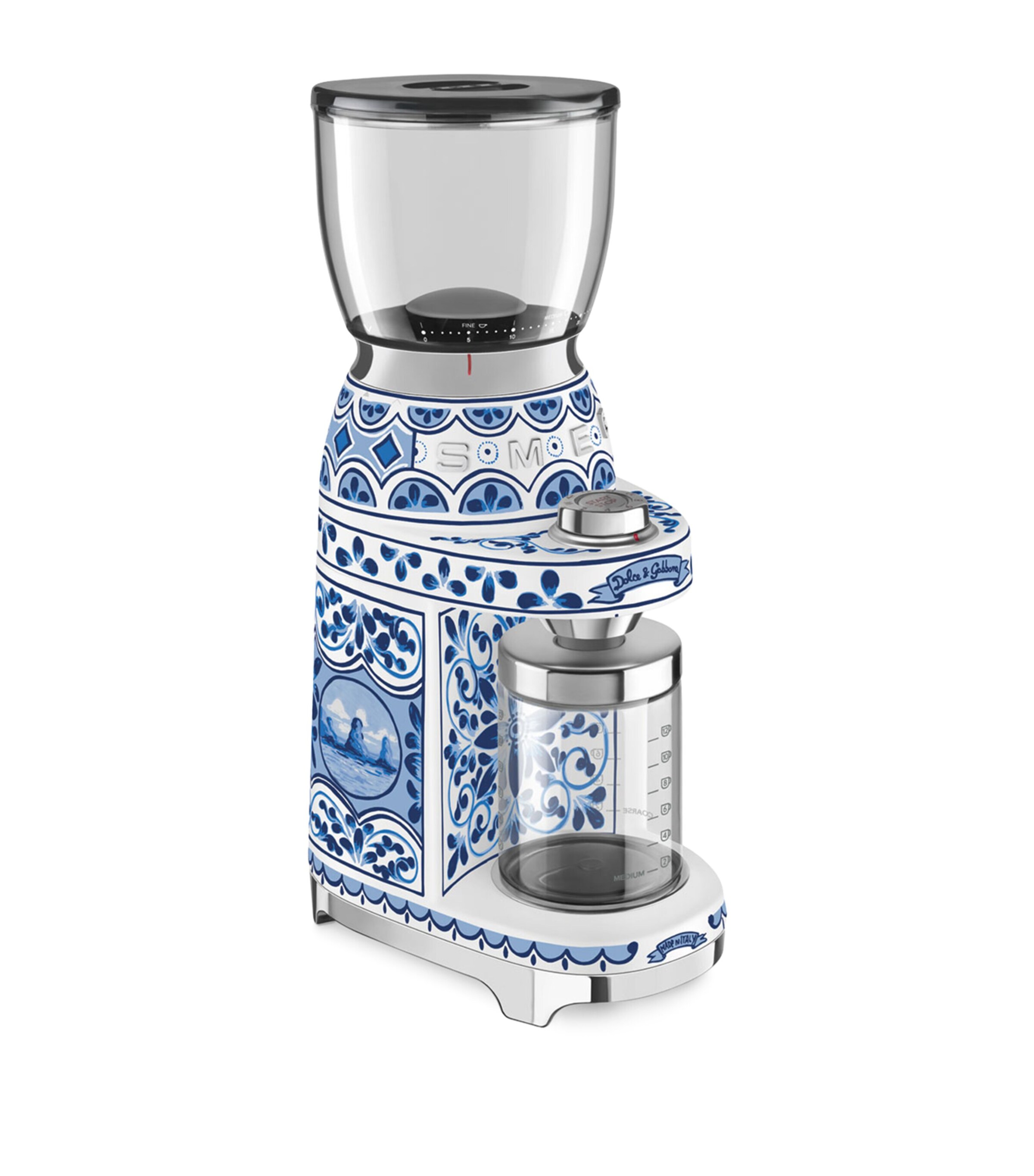 Smeg x Dolce & Gabbana Blu Mediterraneo Coffee Grinder White & Blue Image 7