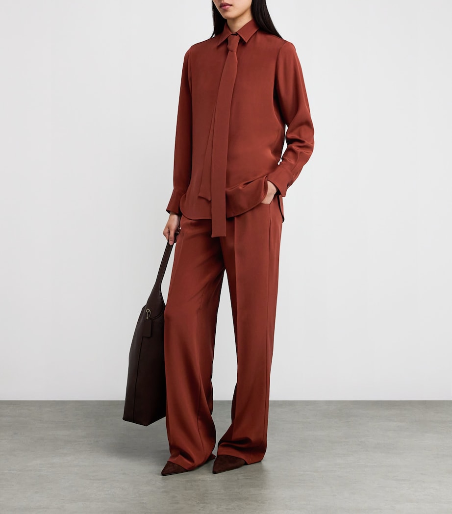Stretch-Silk Pleated Trousers BURNED Image 2