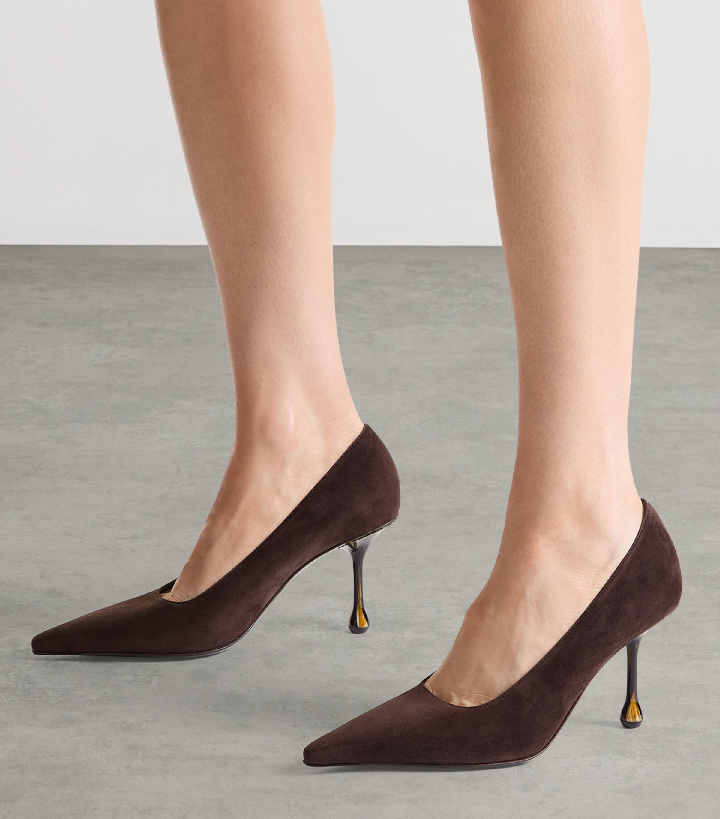 Jimmy Choo Womens Ixia 80 Suede Pumps Chocolate Image 2