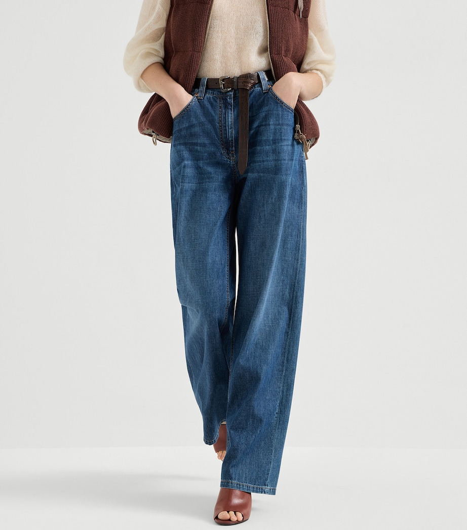 Brunello Cucinelli Womens Monili-Embellished Straight Jeans Image 4