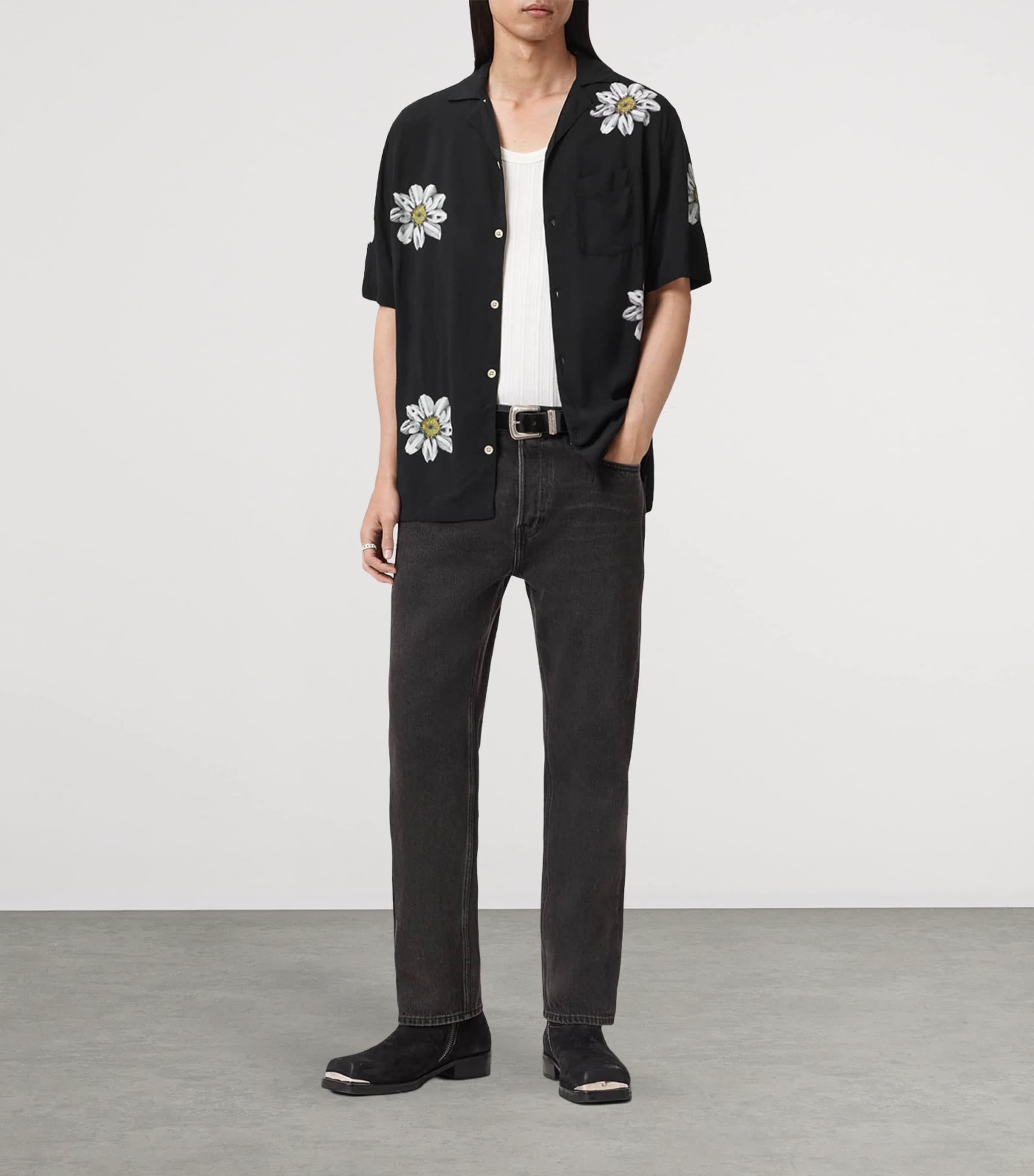 Printed Petal Shirt JET BLACK Image 2