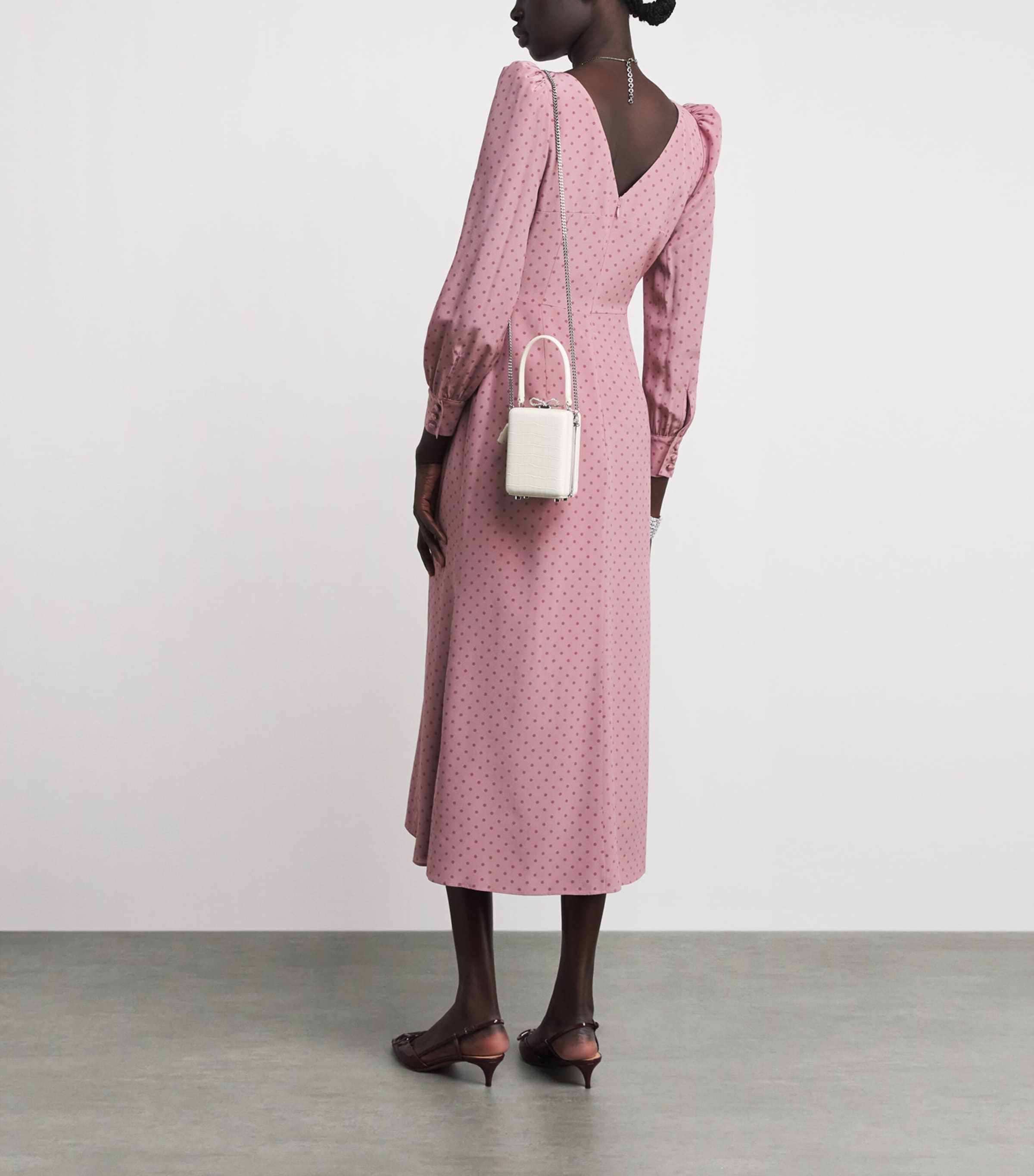 alessandra rich pink polka dot dress Pink polka dot dress outfit