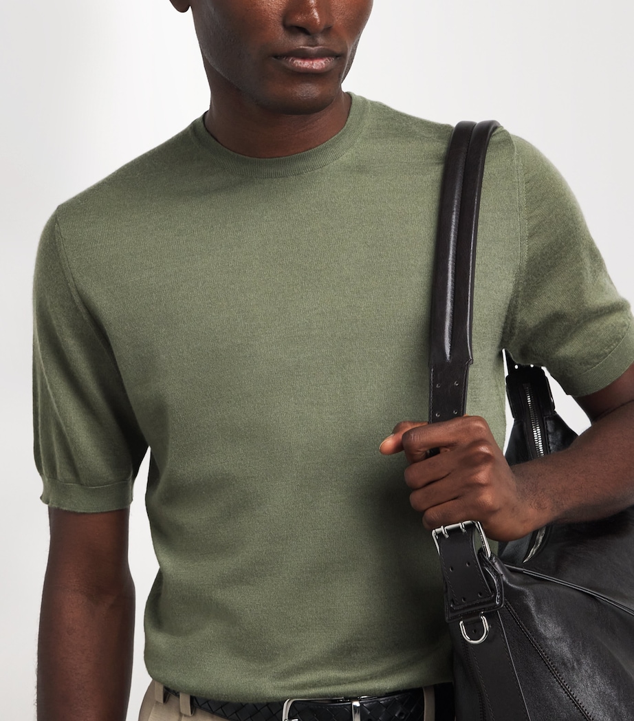 Colombo Mens Cashmere T-Shirt Green Image 3