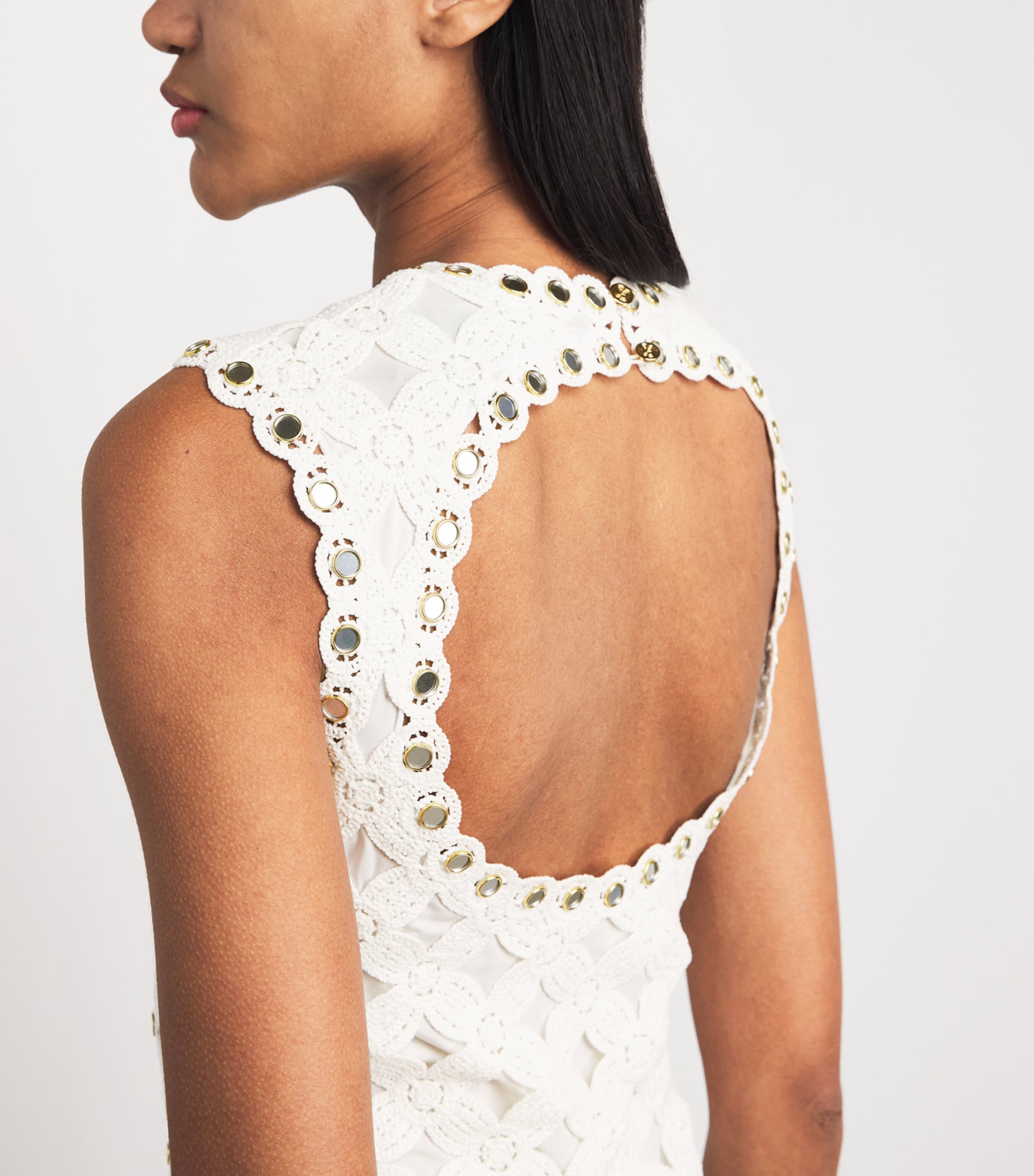 Maje Womens Crochet Mini Dress White Image 5