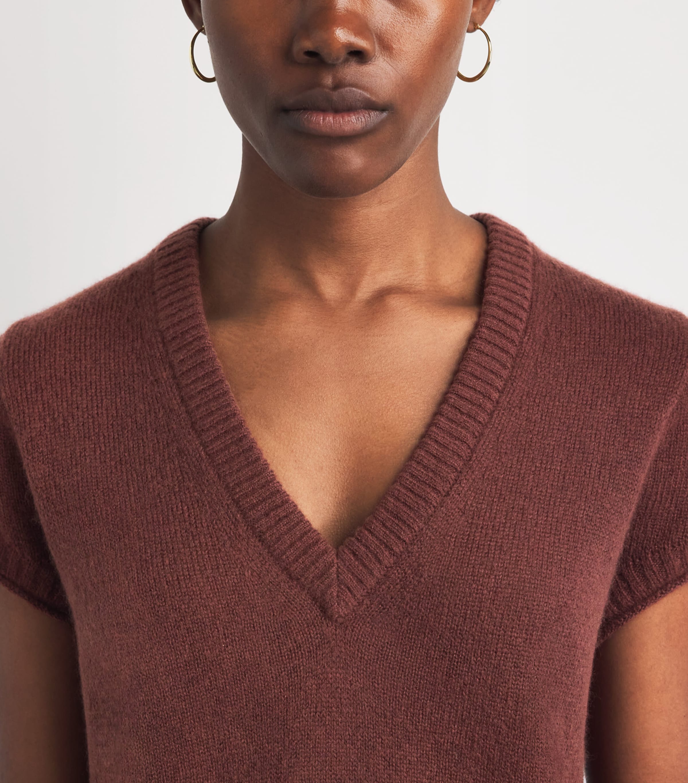 ME+EM Womens Merino-Cashmere-Silk Baby T-Shirt Cinnamon Brown Image 3