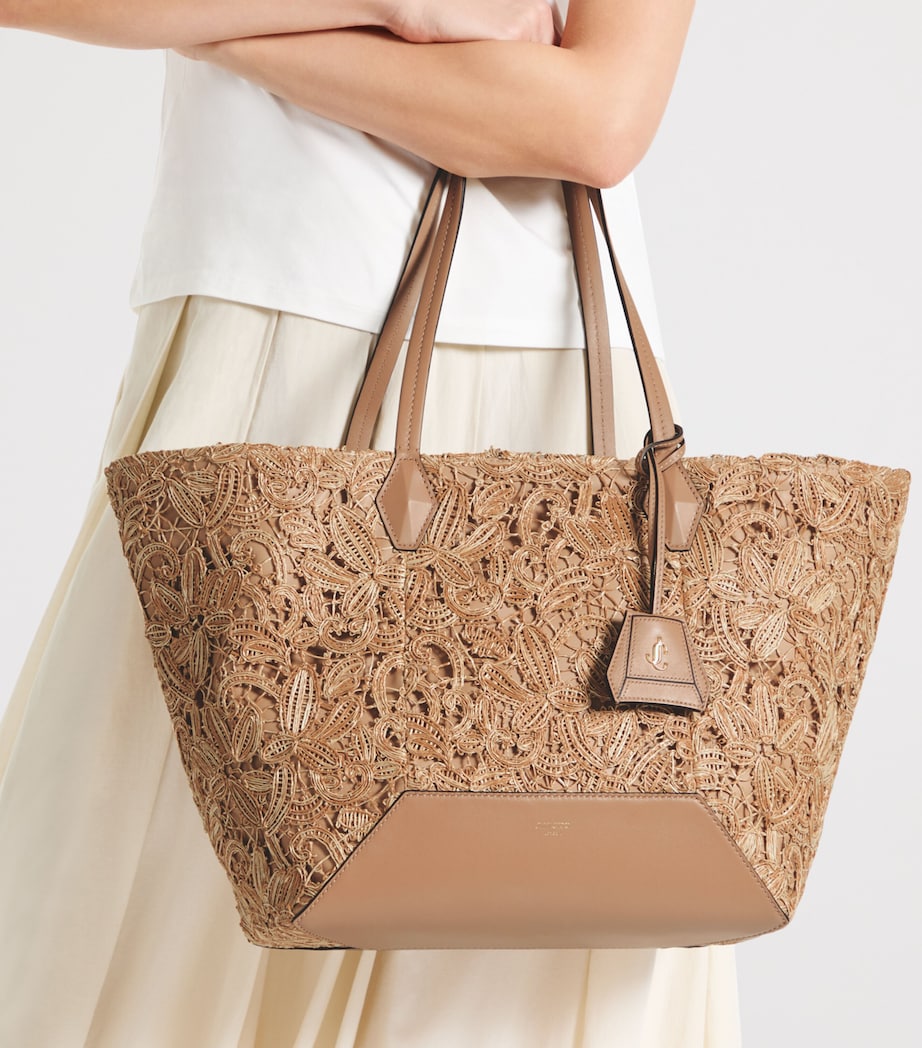 Jimmy Choo Medium Raffia Diamond Tote Bag Natural/gold Image 2