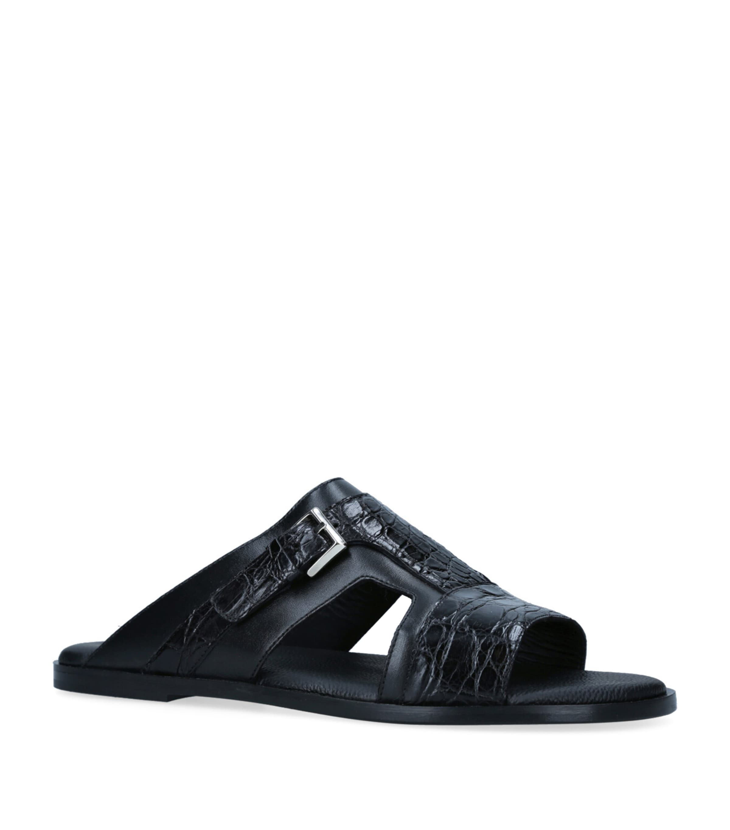 Brotini Leather Buckle-Detail Sandals | Holiday Shop | Mens | Sandals | Men Shoes | Sliders | 5229