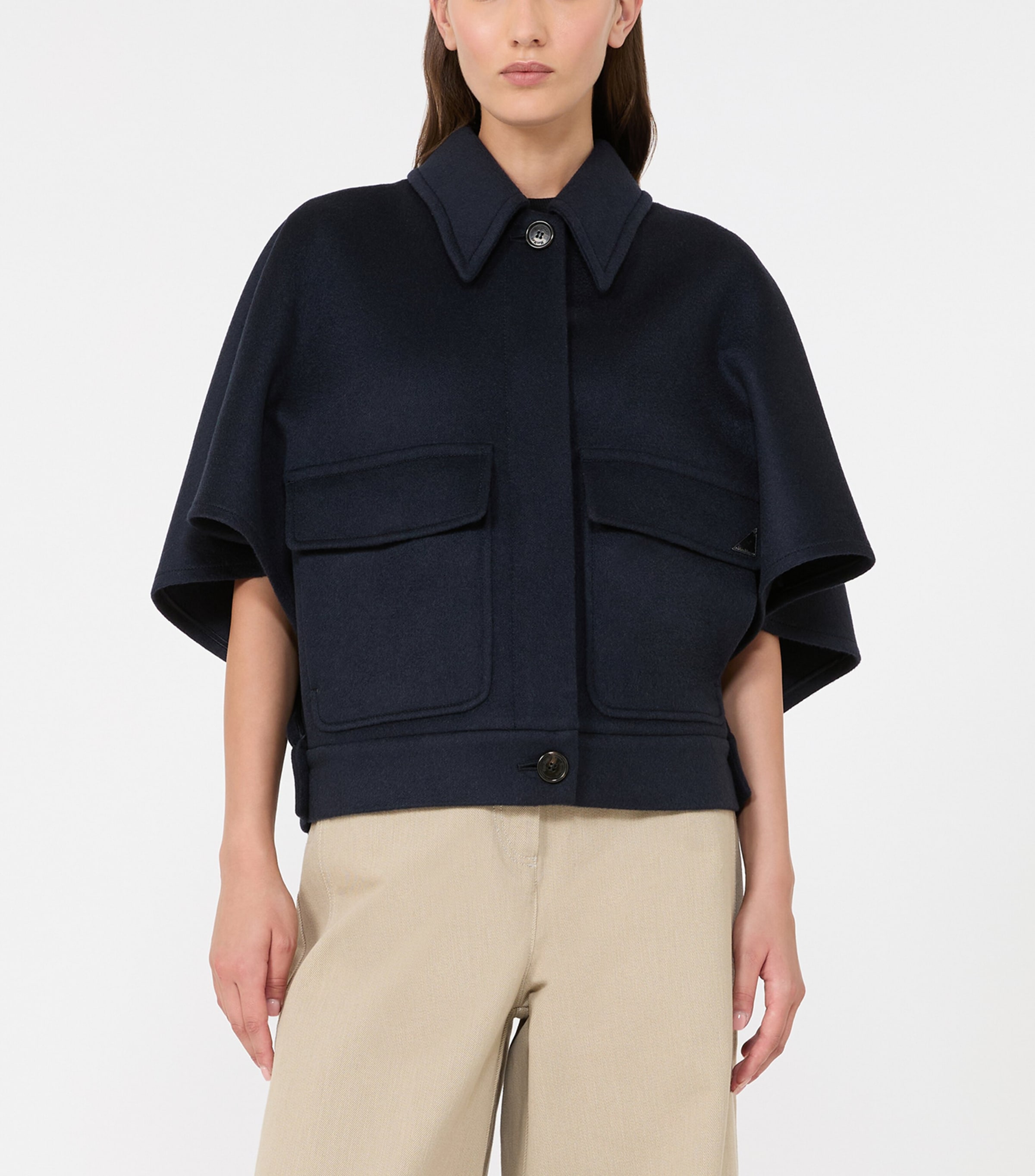Max Mara Womens Cashmere Cape Jacket Midnightblue Image 2