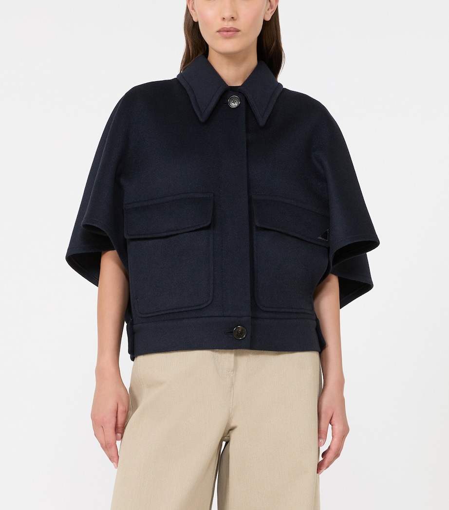 Max Mara Womens Cashmere Cape Jacket Midnightblue Image 2