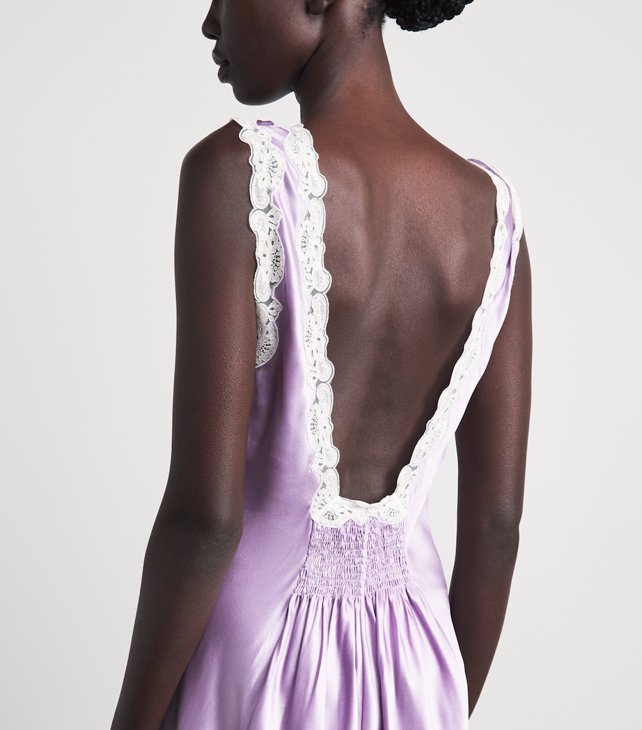 Loretta Caponi Womens Silk-Lace Albina Slip Dress Lilac Image 3