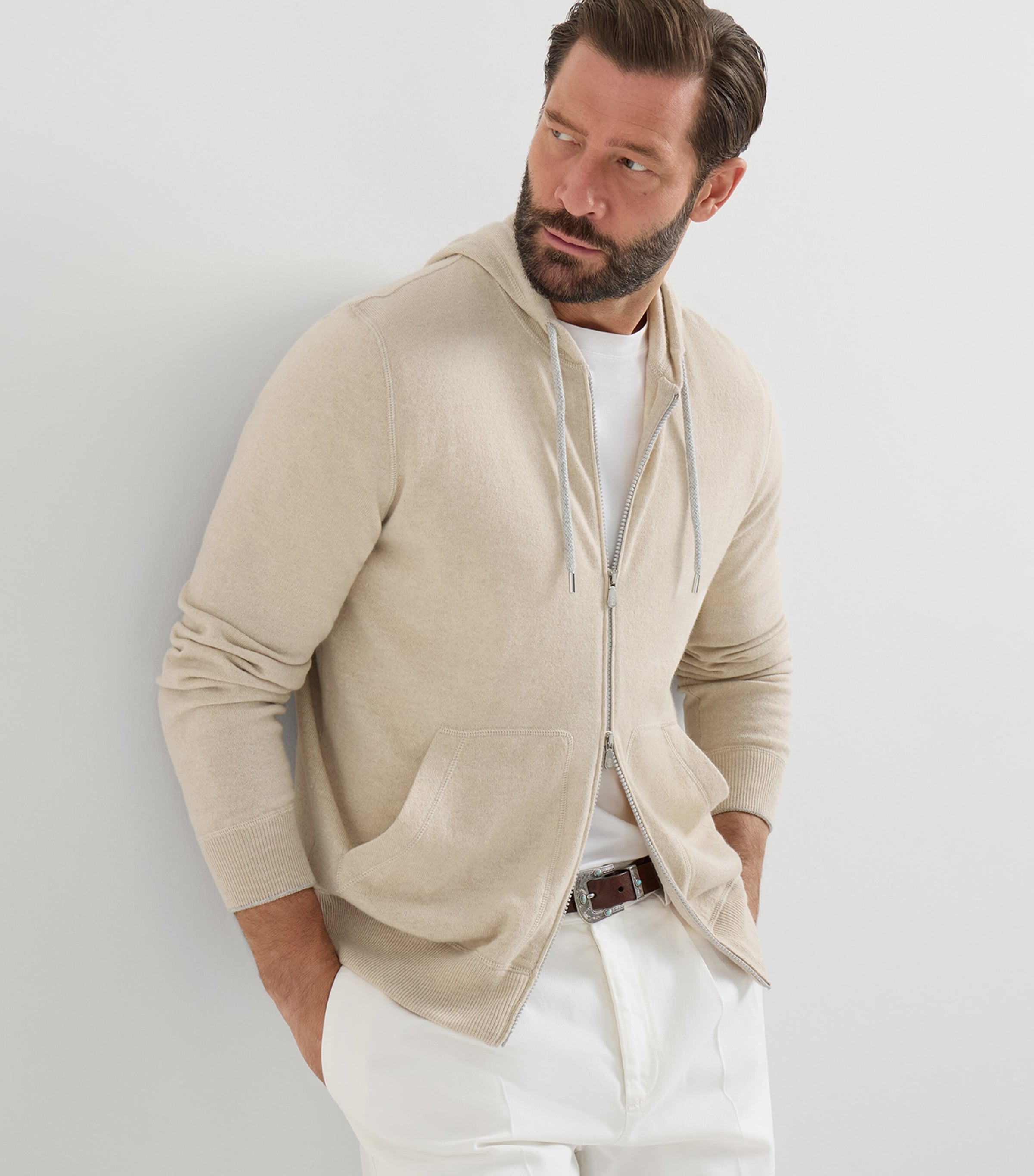 Brunello Cucinelli Mens Cashmere Hooded Cardigan Image 4