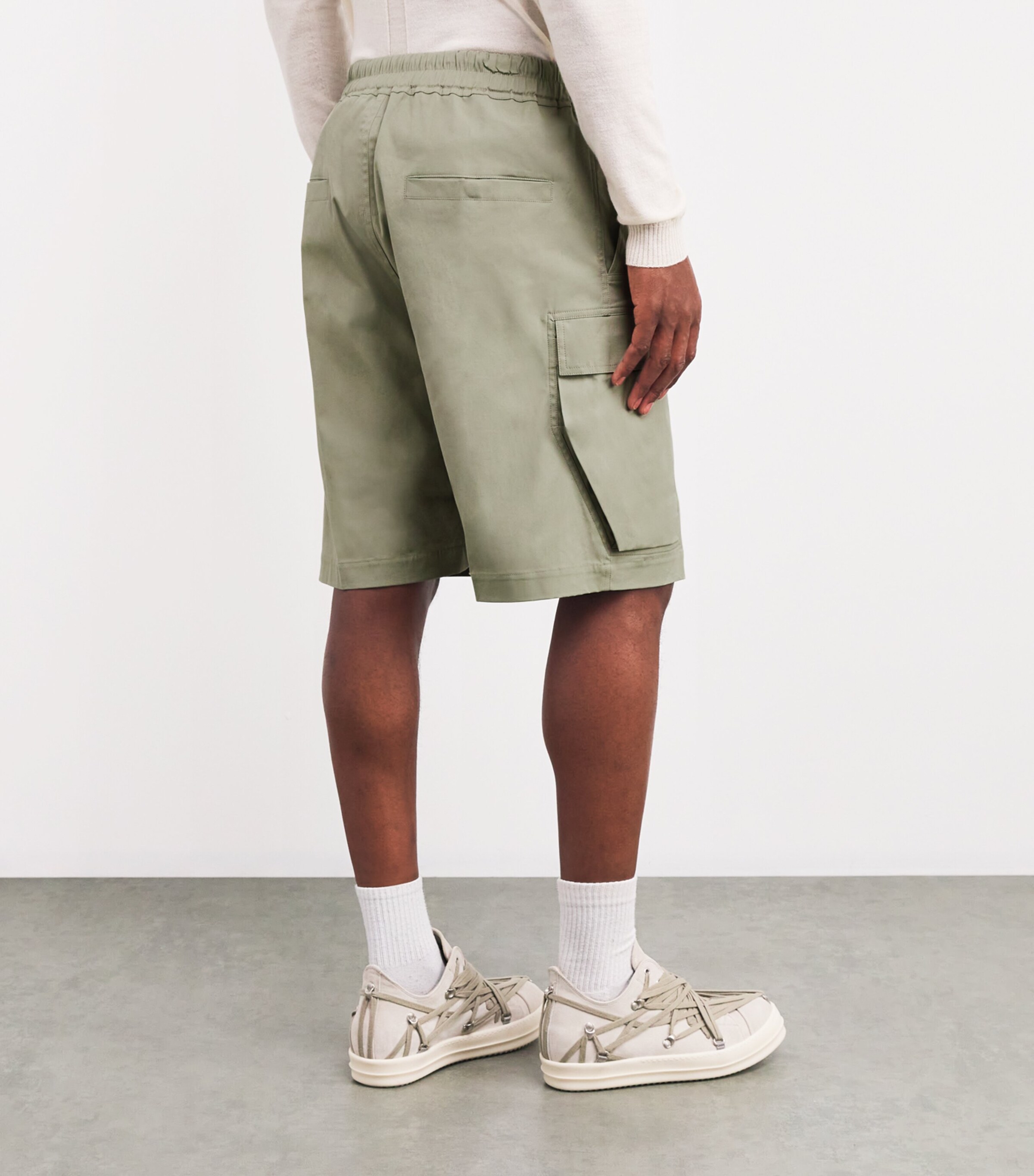 Rick Owens Mens Stretch-Cotton Cargobela Shorts Image 4