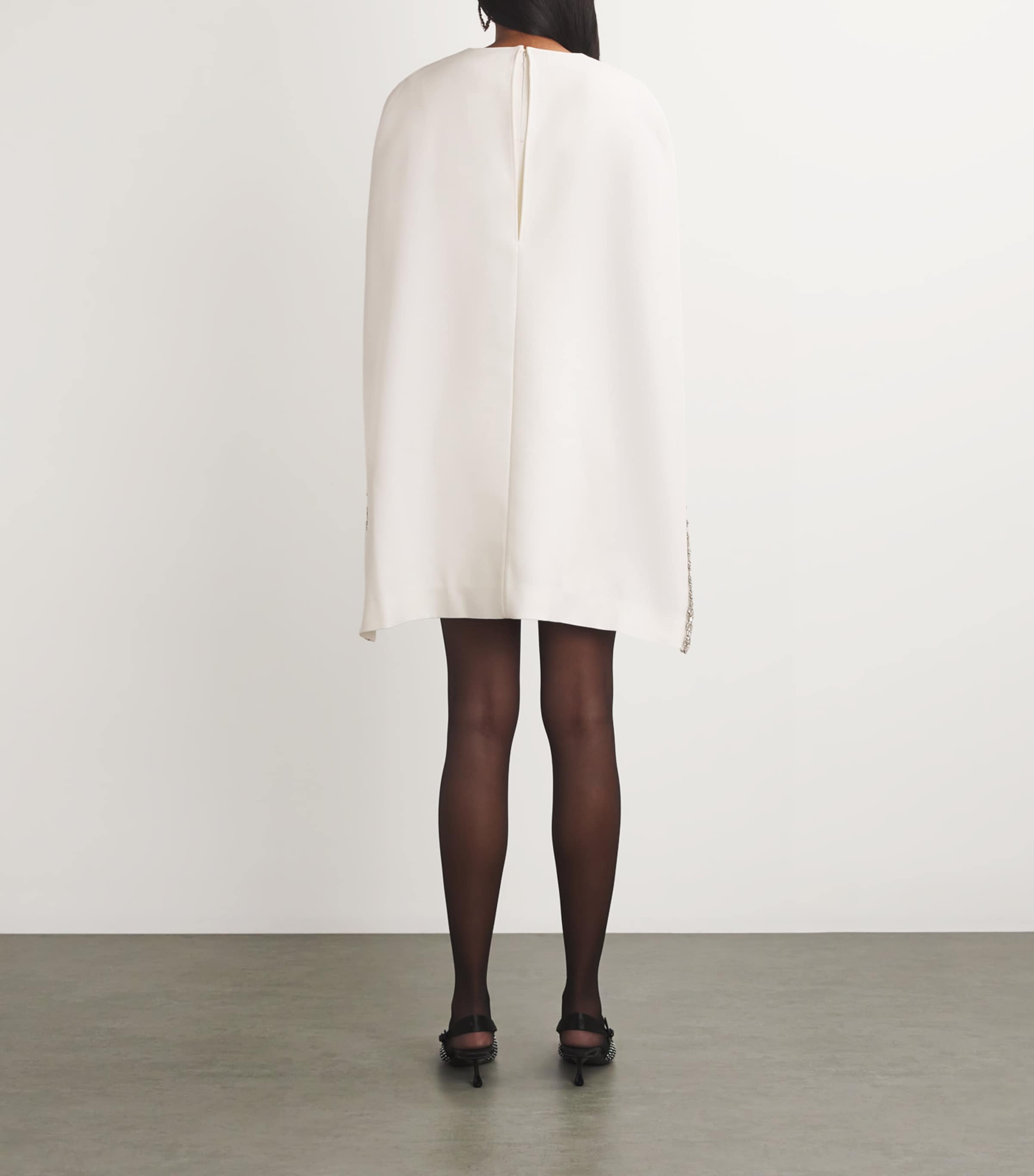 Roland Mouret Womens Satin Sparkling-Detail Mini Dress White Image 3