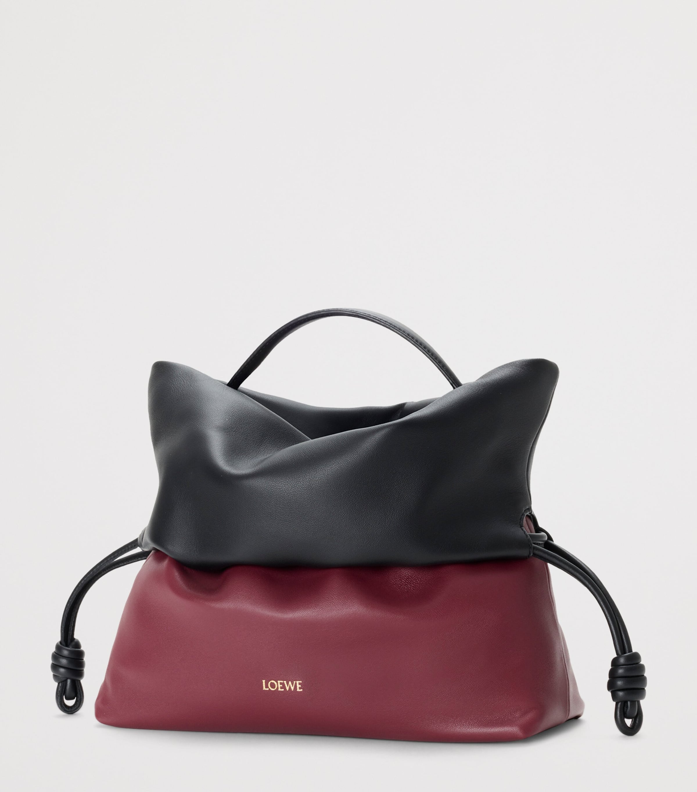 LOEWE Leather Flamenco Rolled Top-Handle Bag Black/copper Red Image 3