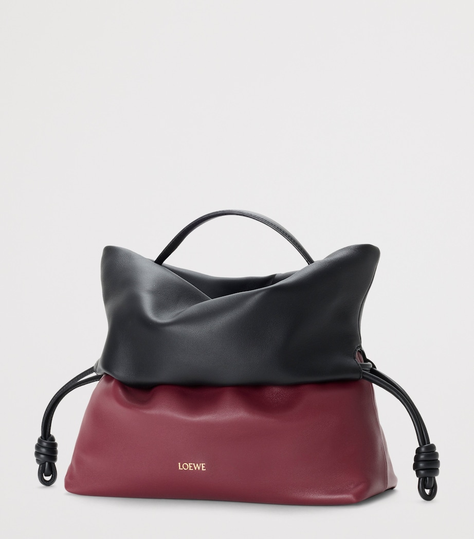 LOEWE Leather Flamenco Rolled Top-Handle Bag Black/copper Red Image 3