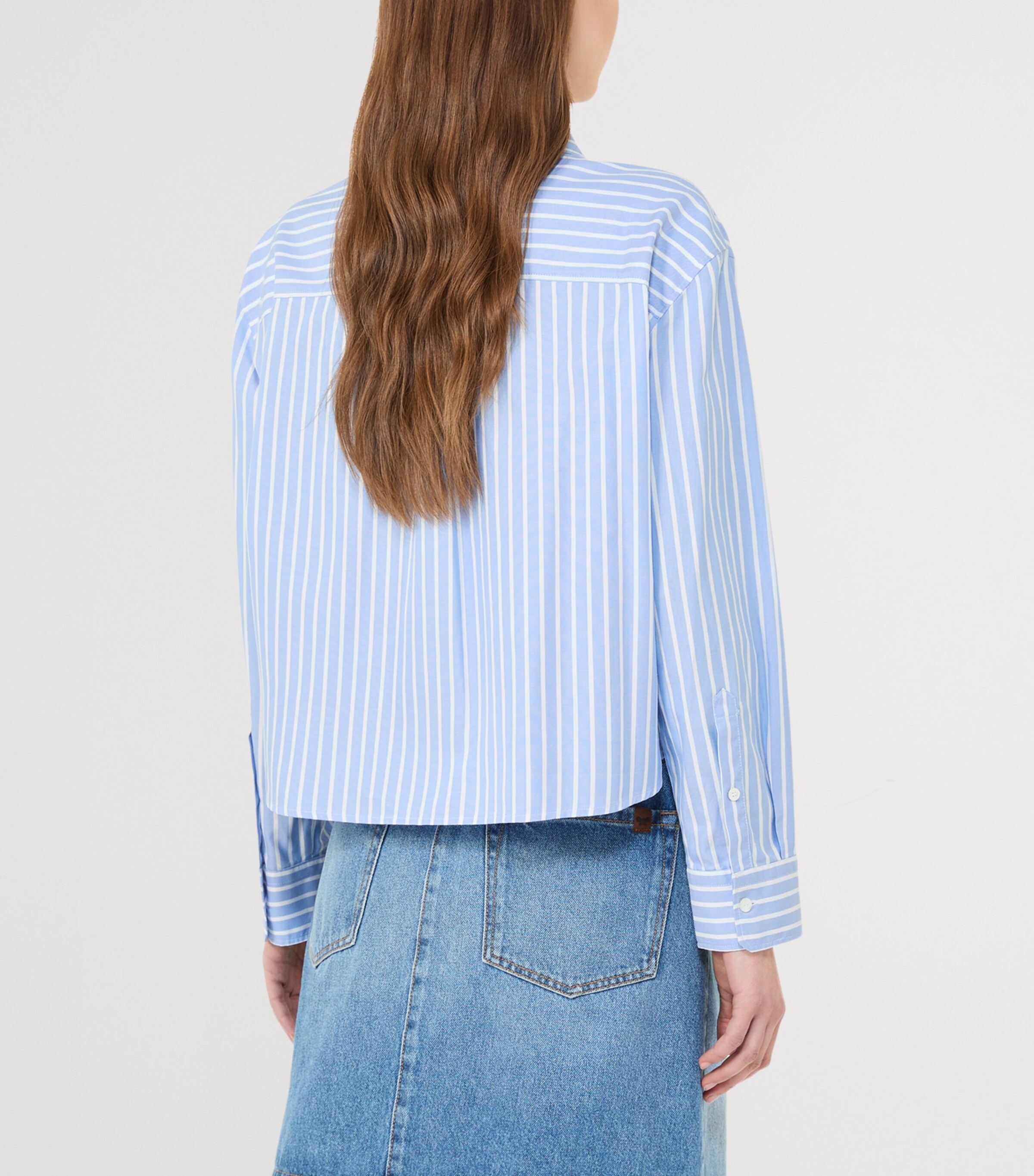 Weekend Max Mara Womens Cotton Striped Oxford Shirt Light Blue Image 3