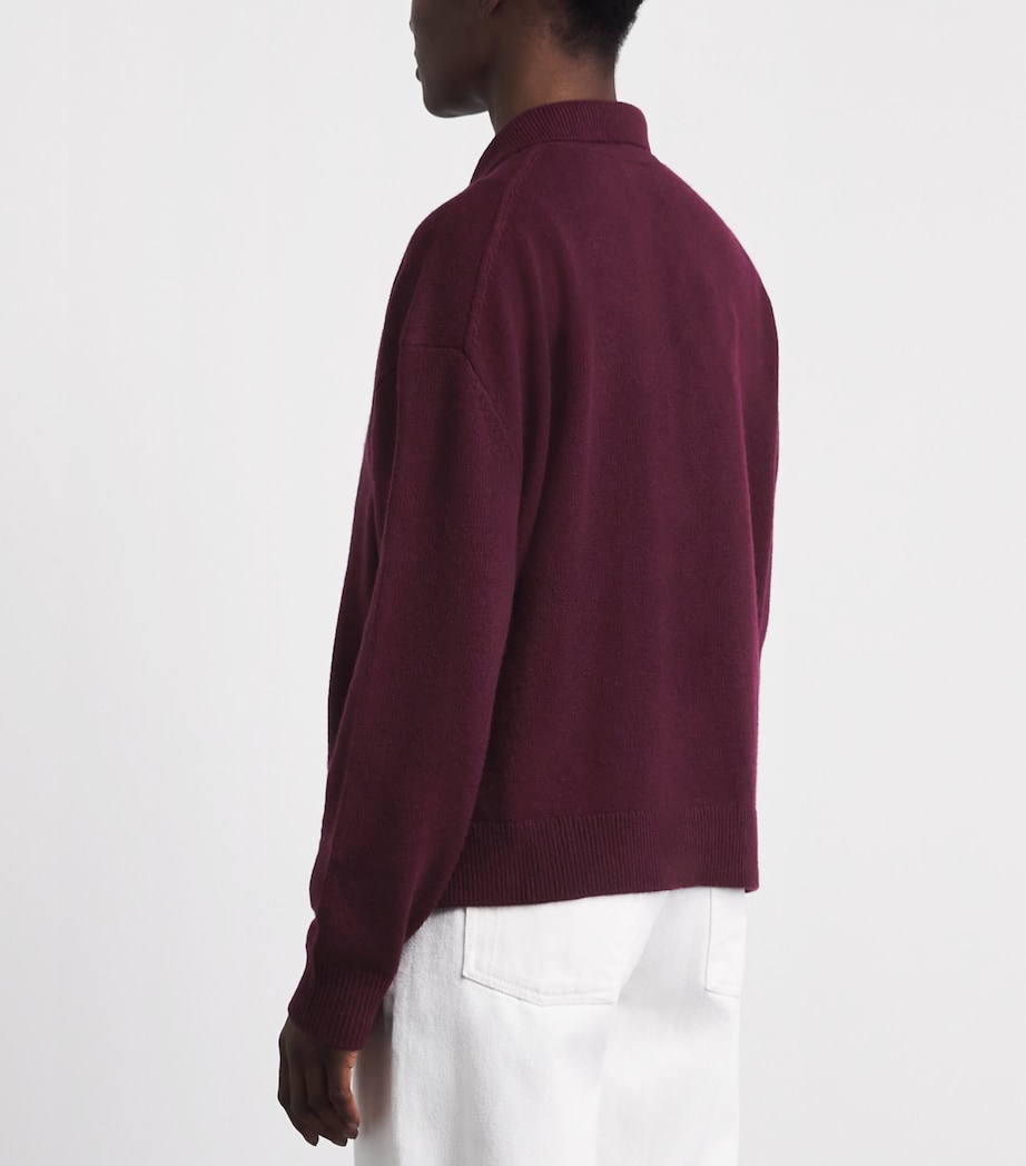 ANINE BING Womens Cashmere Lee Polo Sweater Burgundy Image 5
