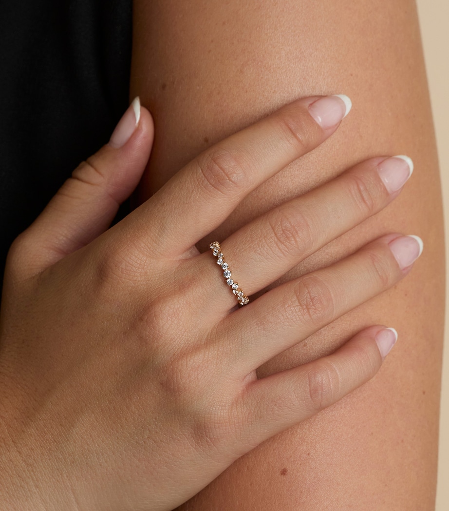 Astrid & Miyu Gold-Plated Crystal Scatter Band Ring Gold Image 2