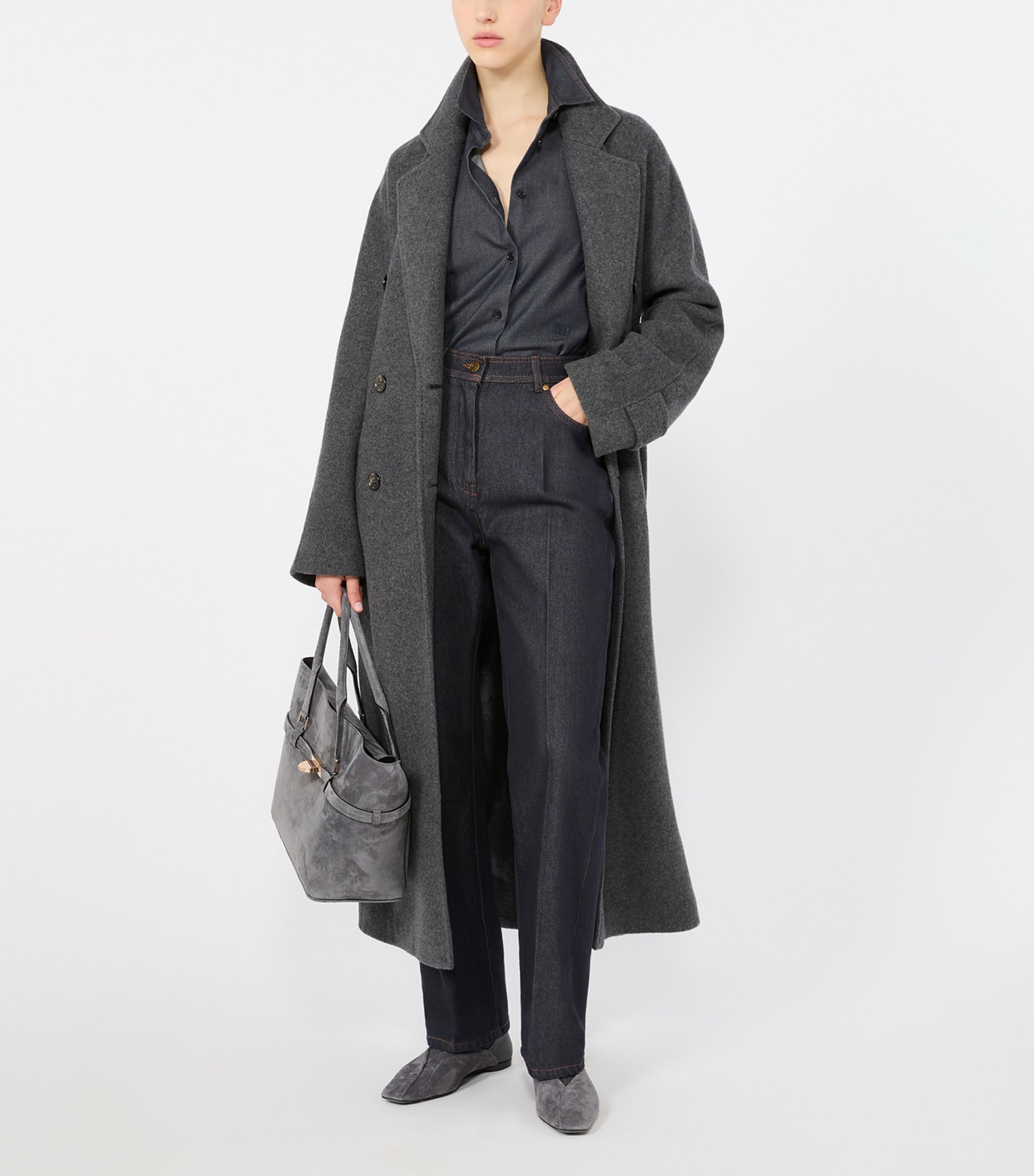 Max Mara Womens Cotton Chambray Trousers Midnightblue Image 5