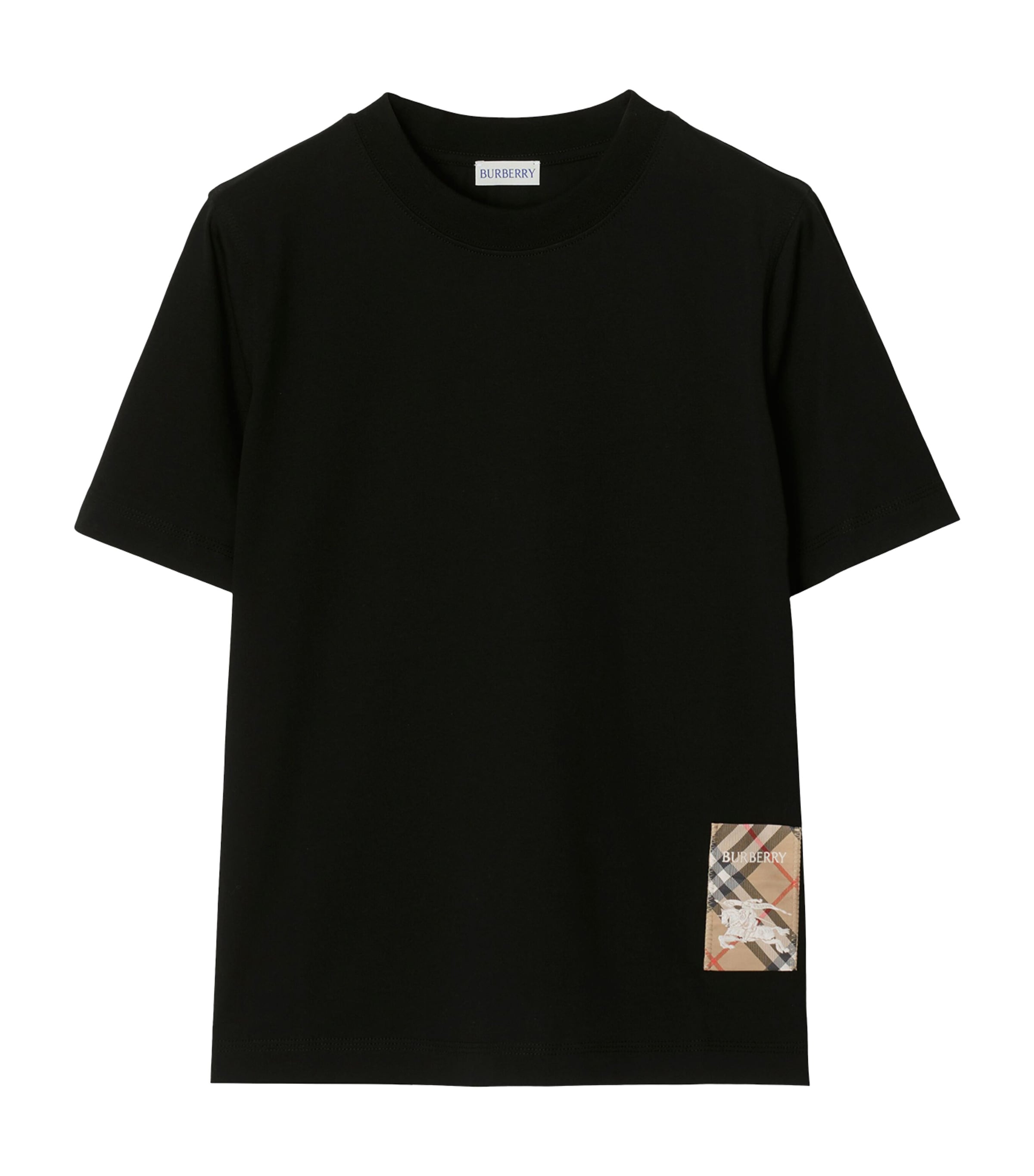 Burberry Cotton Check Label T-shirt In Black