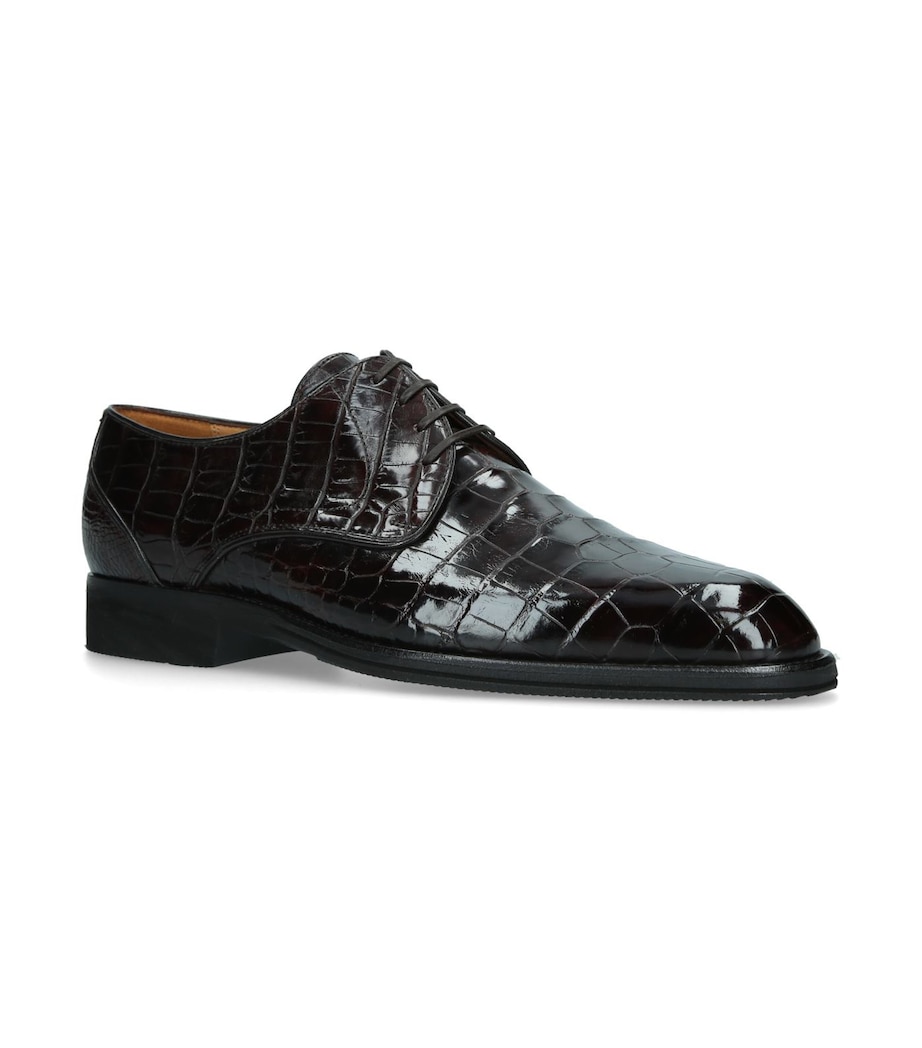 Crocodile Leather Derby Shoes DARK BROWN Image 1
