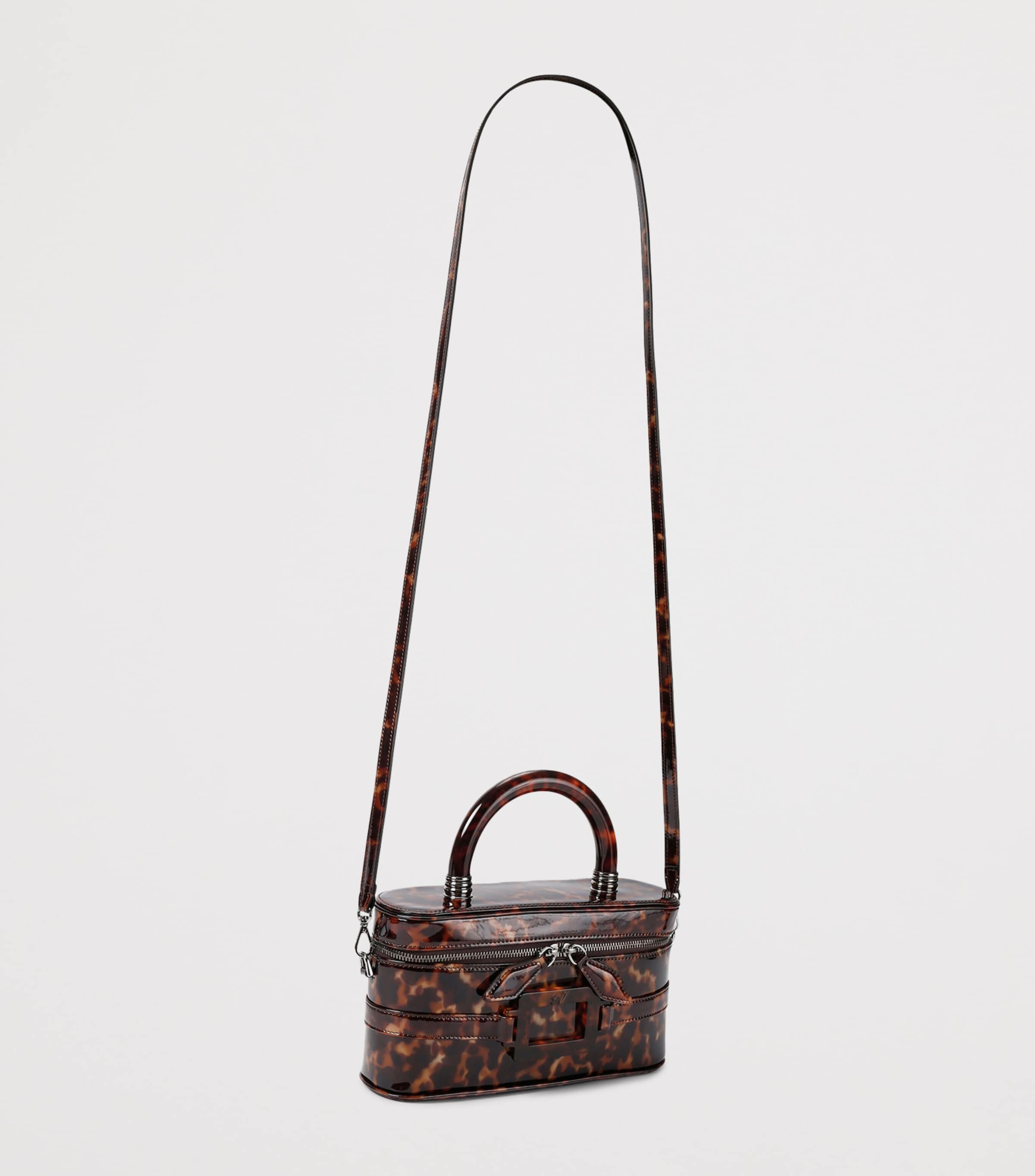 Roger Vivier Patent Leather Vanity Belle Vivier Top-Handle Bag Dk.brn Com Image 2