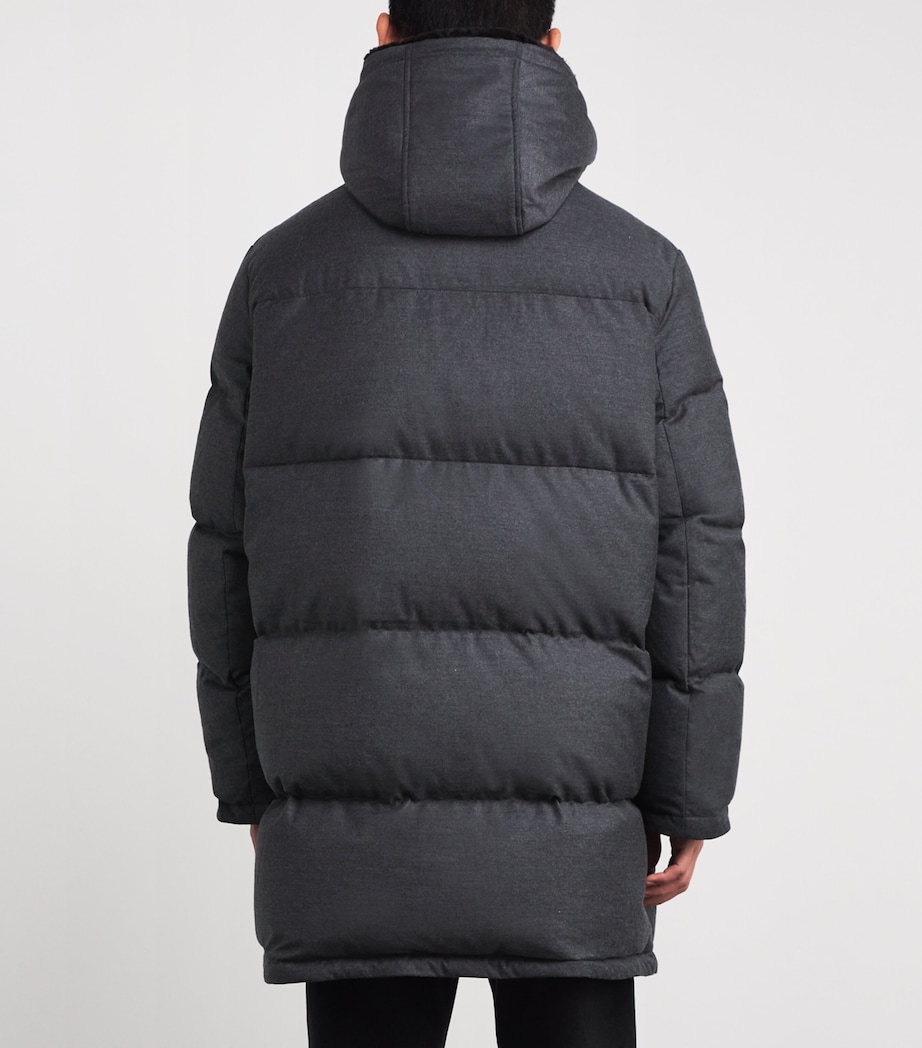 Wool-Silk Down Mink-Trim Coat B0232 ANTHRACITE/MHO Image 4