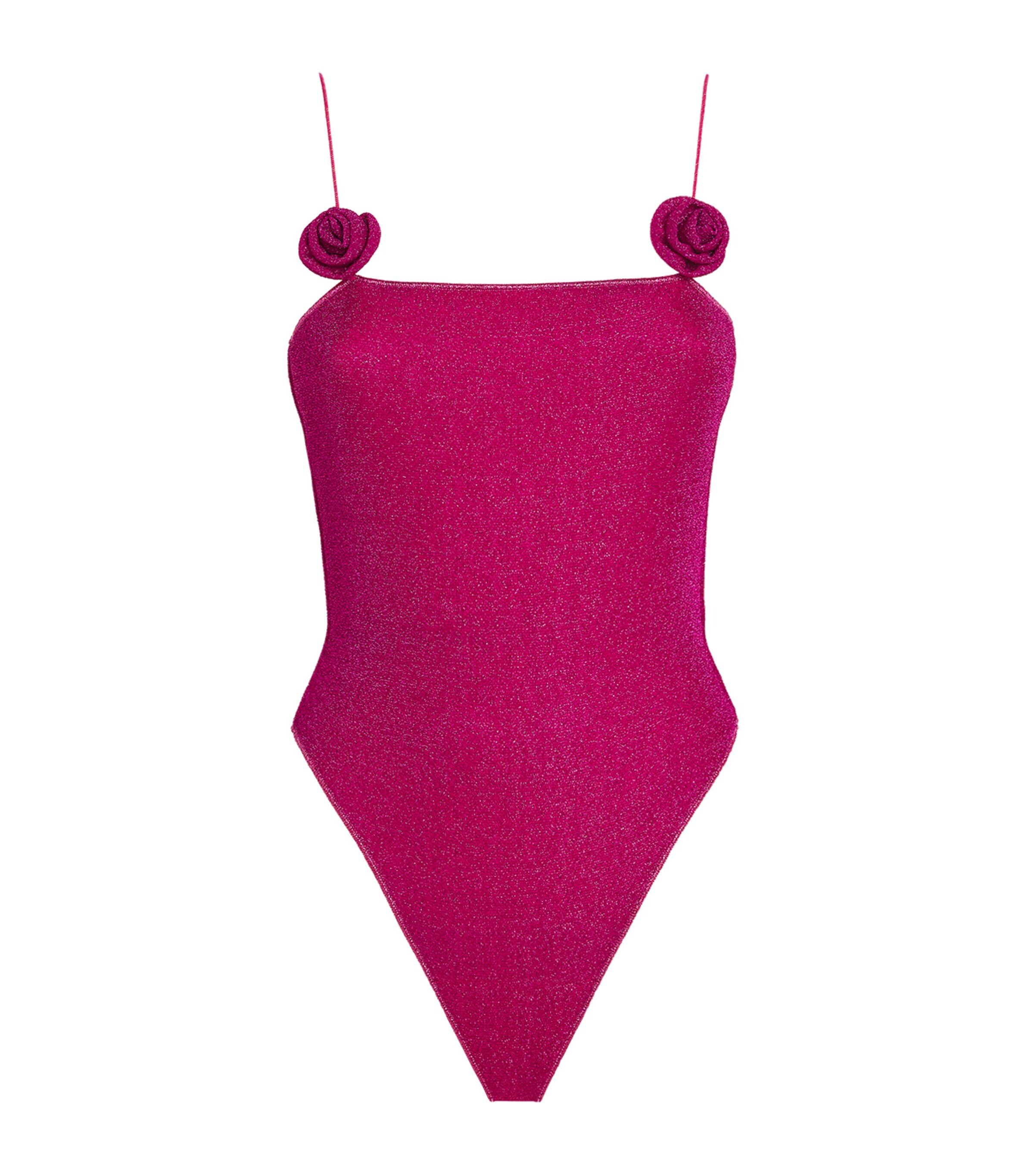 Oseree Womens Merlot - Red Rose Floral-appliqué Stretch-mesh Swimsuit In Pink