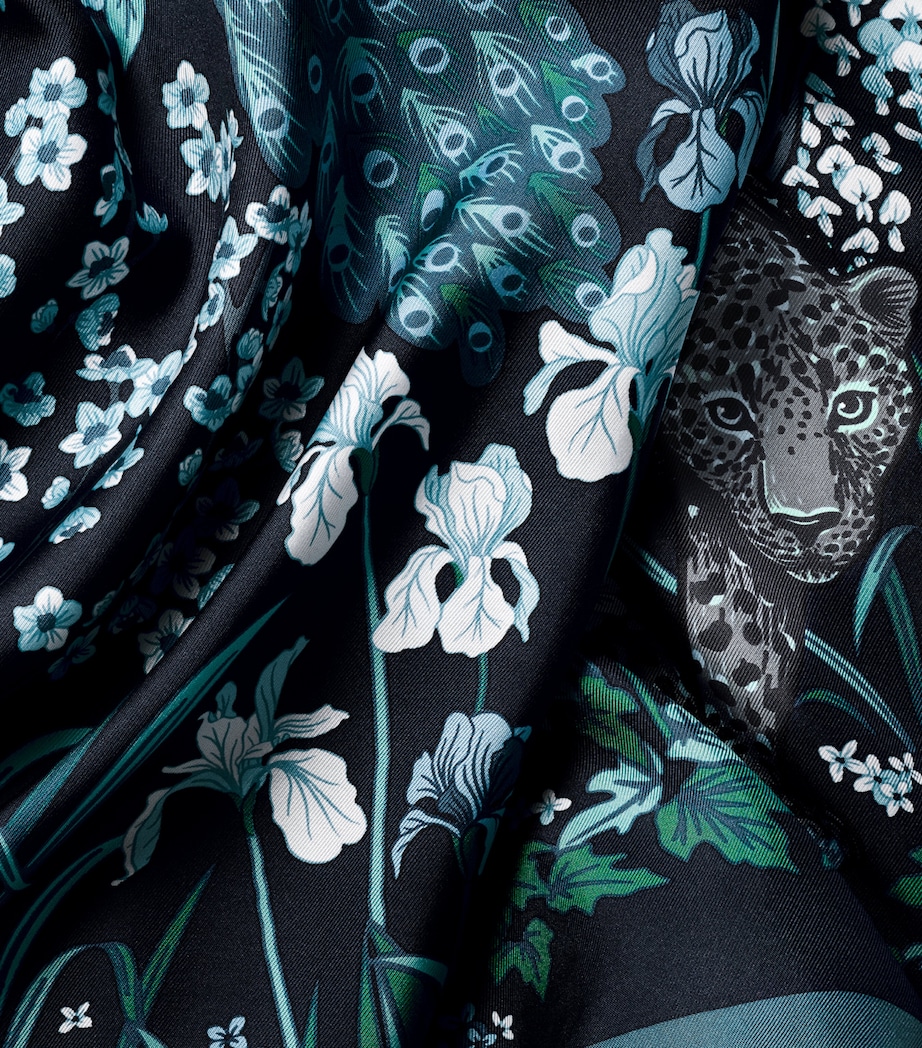 Cartier Silk Blooming Panthère Square Scarf Navy Blue Image 4