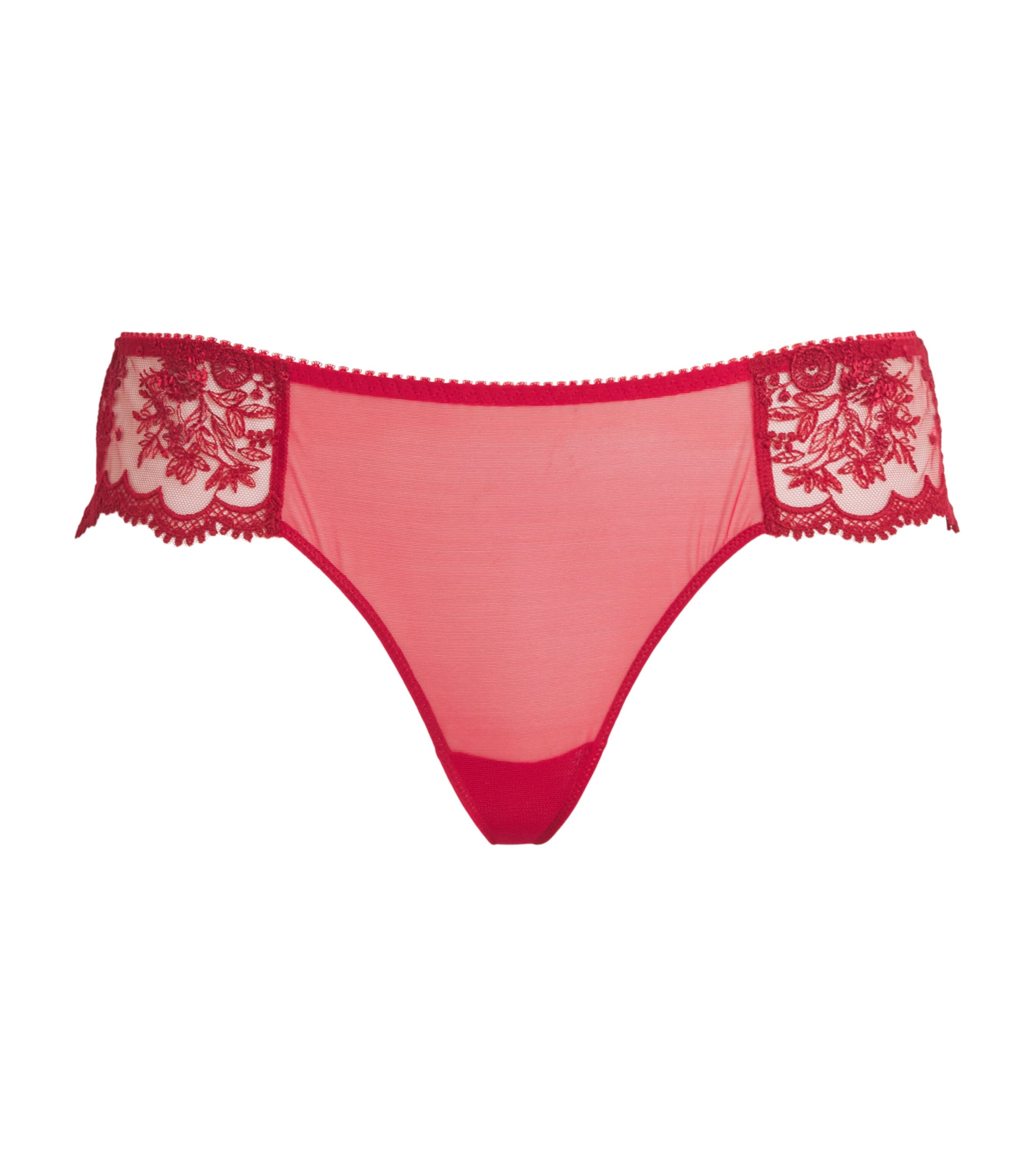 Simone Perele Womens Lace Intrigue Tanga Briefs Opera Red Image 1