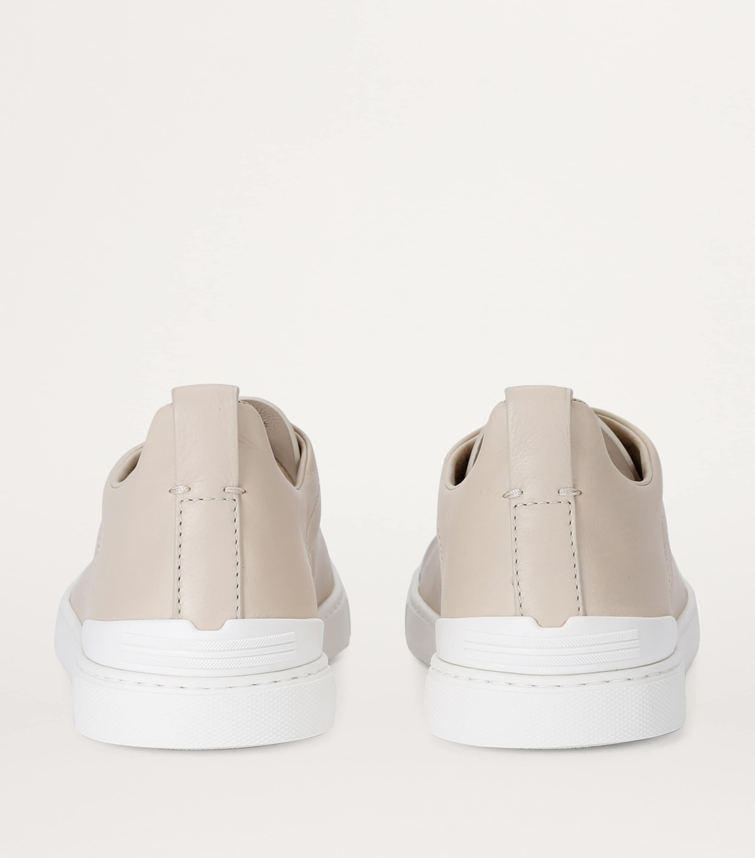 Zegna Leather Triple Stitch SECONDSKIN Sneakers Bone Image 2