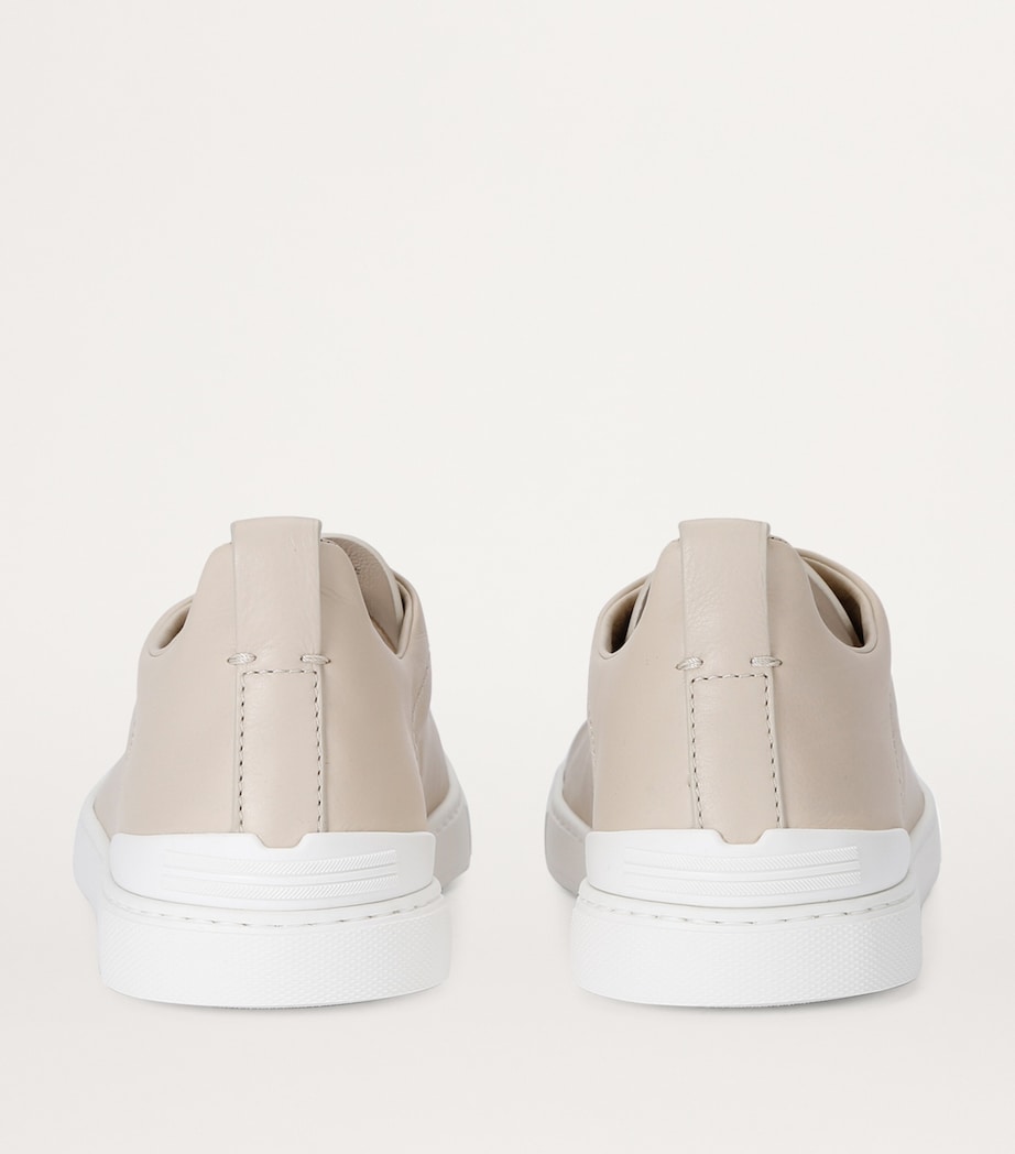 Leather Triple Stitch SECONDSKIN Sneakers BONE Image 2