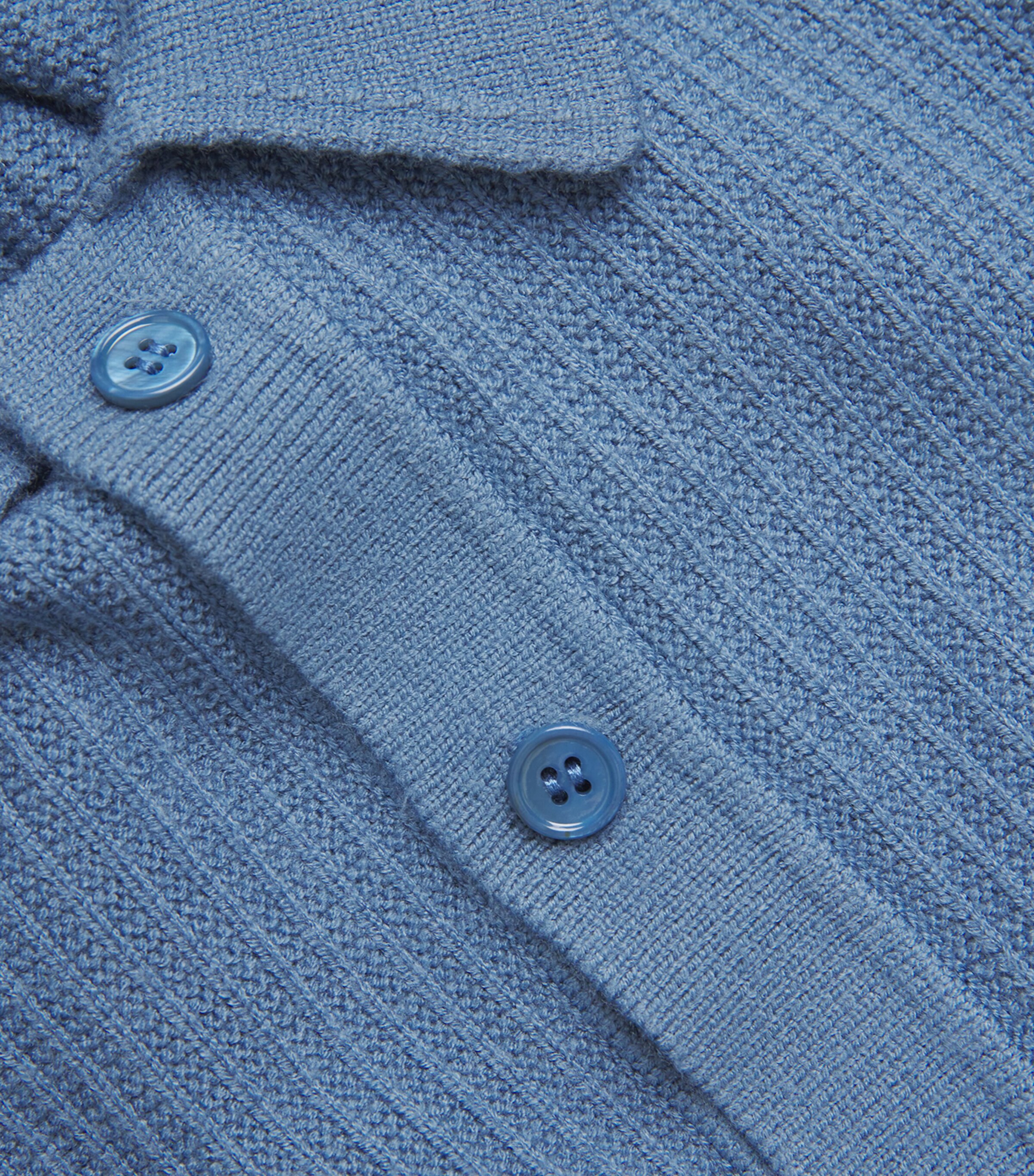 Samsøe Samsøe Mens Sadem Knitted Polo Shirt Coronet Blue Image 5