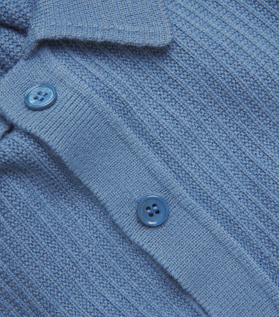 Samsøe Samsøe Mens Sadem Knitted Polo Shirt Coronet Blue Image 5