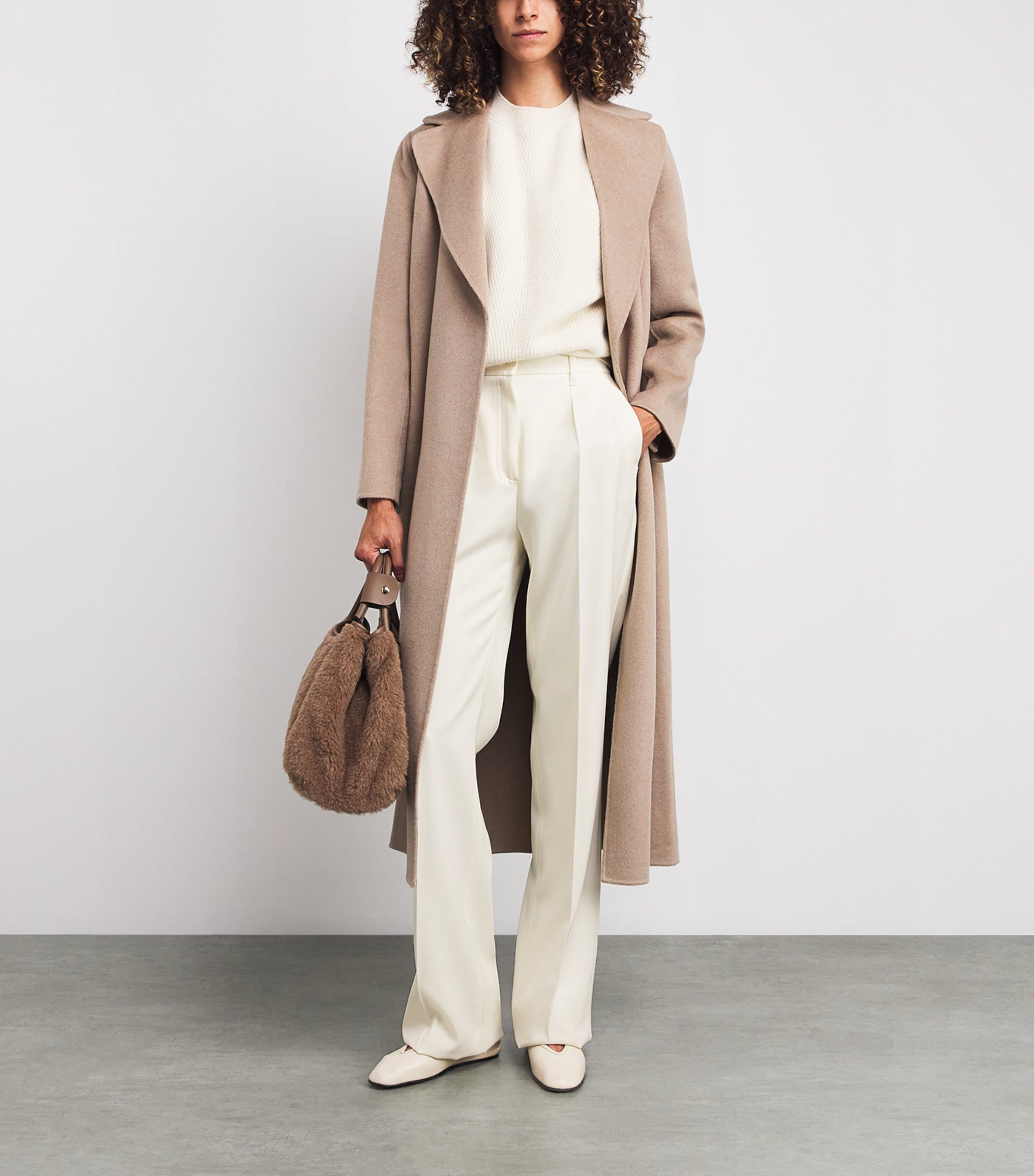 Virgin Wool Flared Trousers WHITE Image 2