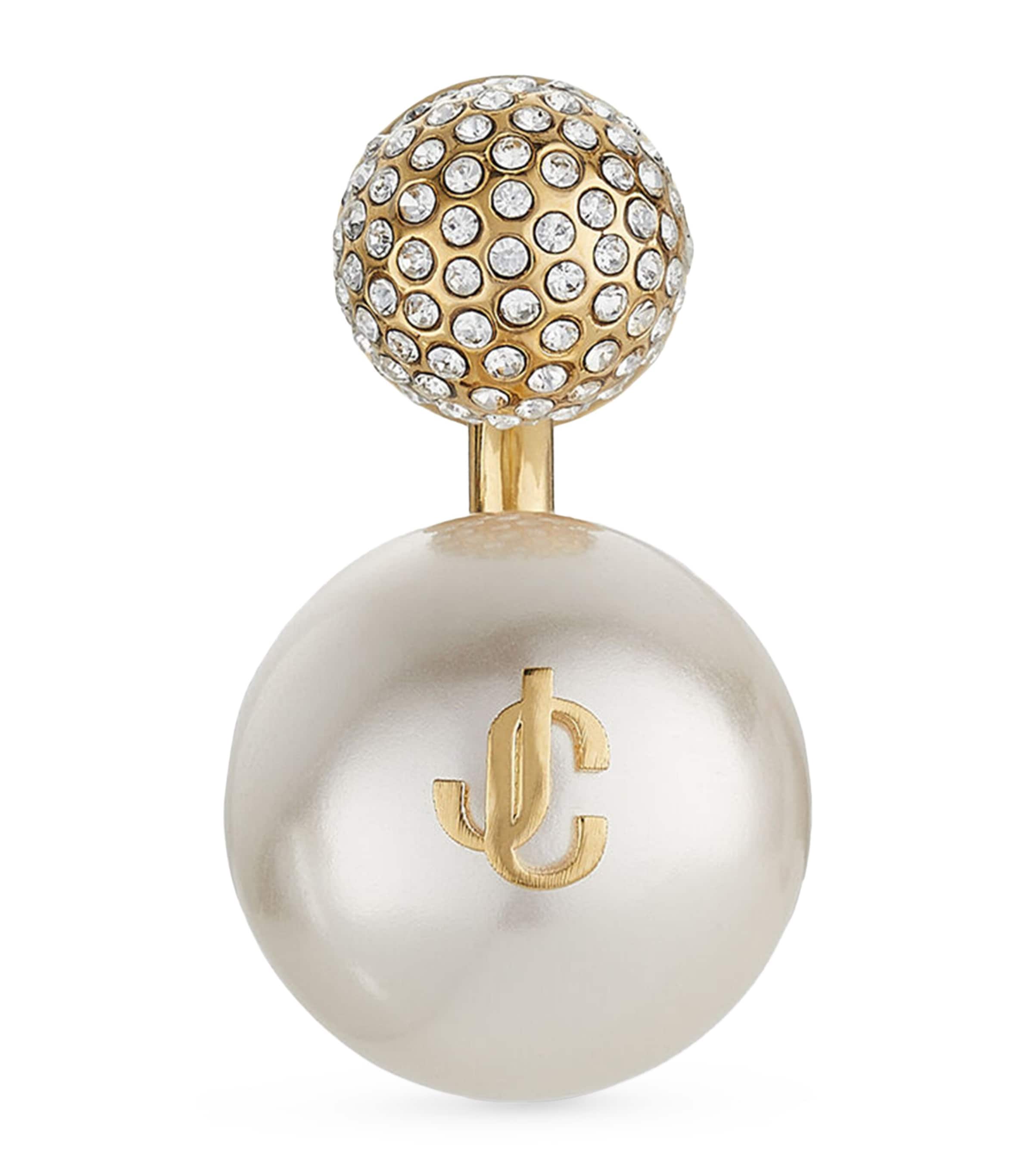 Jimmy Choo Auri Crystal-embellished Earring In Gold