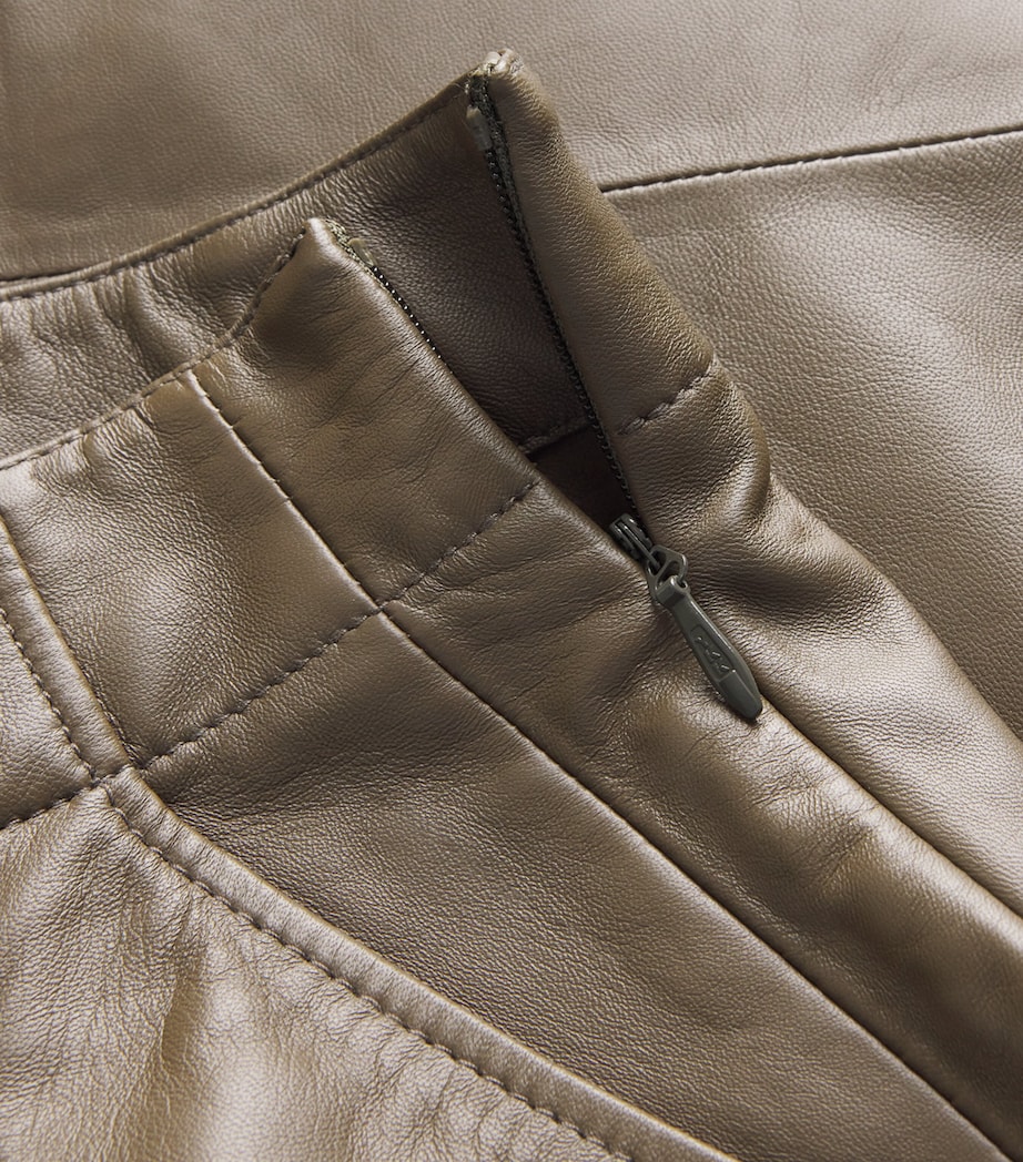 Lambskin Wide-Leg Trousers INTENSE OLIVE Image 5