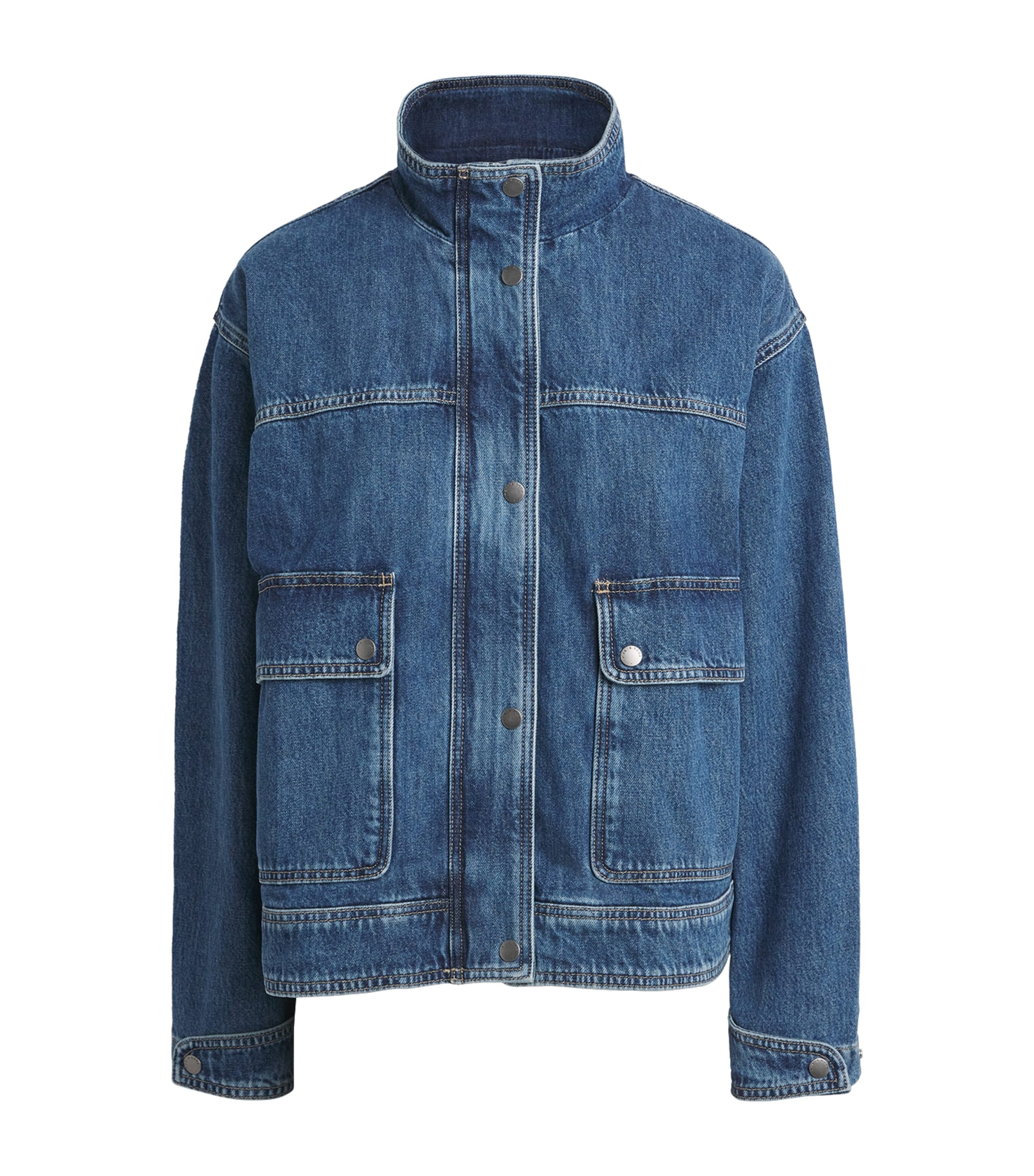 Rag & Bone Womens High-Neck Sophia Denim Jacket Easton Image 1