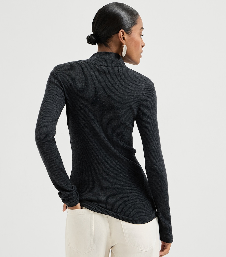 Brunello Cucinelli Womens Virgin Wool-Cashmere Half-Zip Sweater Image 3